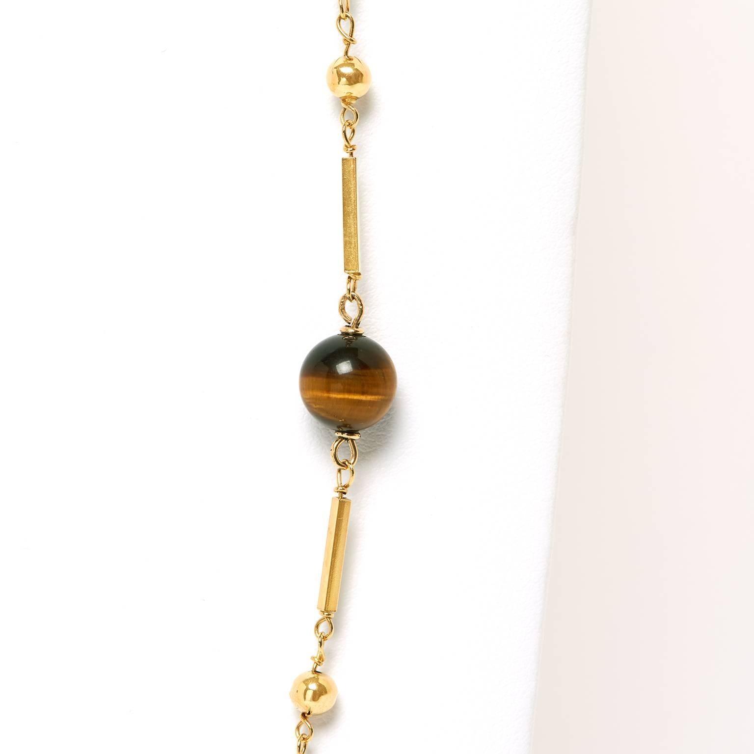 1960s Italian Design Tiger's Eye Gold Necklace 3