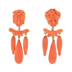 Gorgeous Victorian Coral Chandelier Earrings