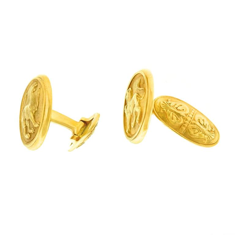 Paul Lantuch Neoclassical Gold Lion Motif Cufflinks at 1stDibs
