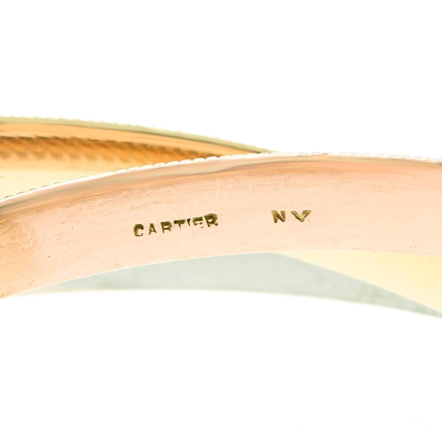 Rare Ribbed Cartier Trinity Gold Bangle 1