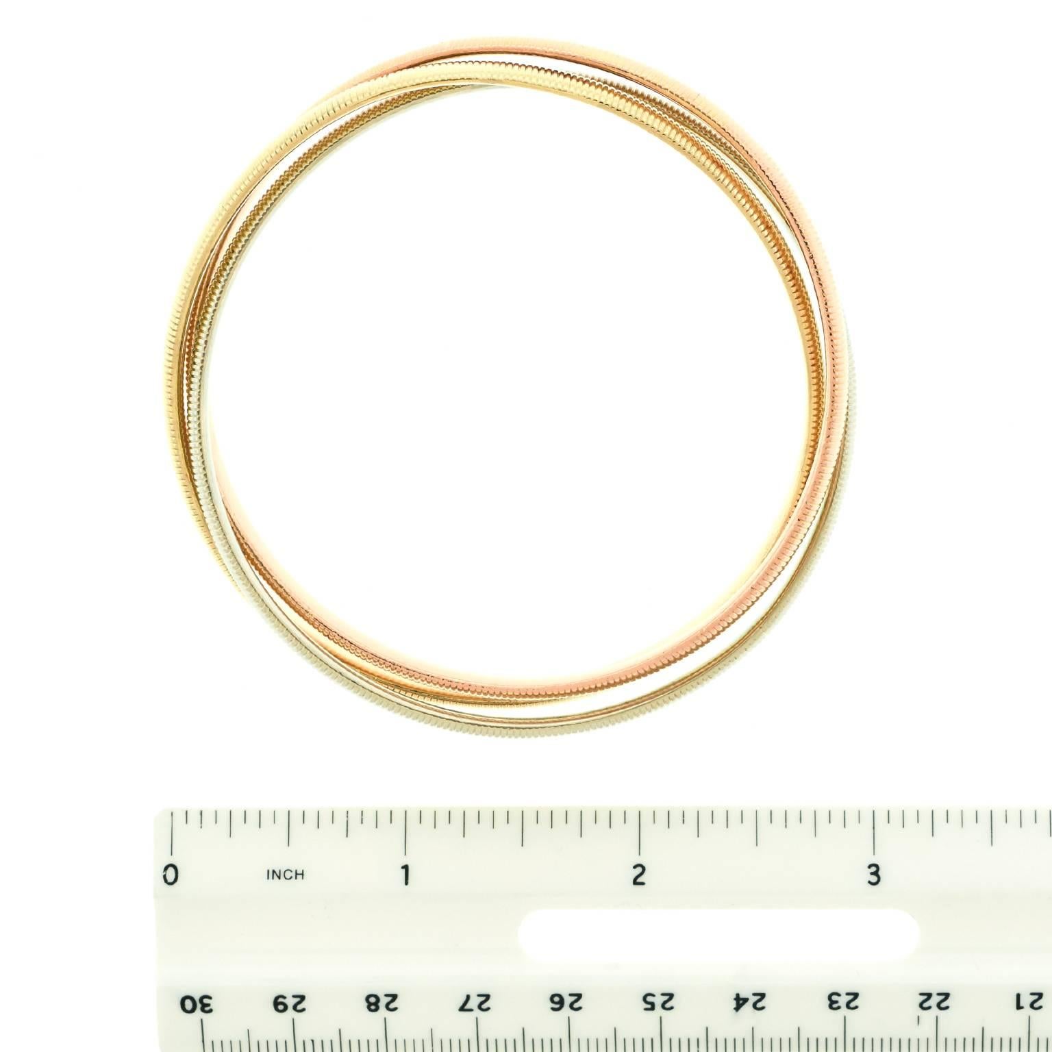 Rare Ribbed Cartier Trinity Gold Bangle 2