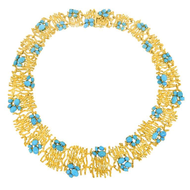 Modernist Persian Turquoise and Gold Necklace 2