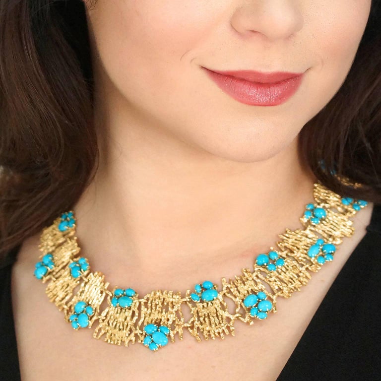 Modernist Persian Turquoise and Gold Necklace at 1stDibs persian gold