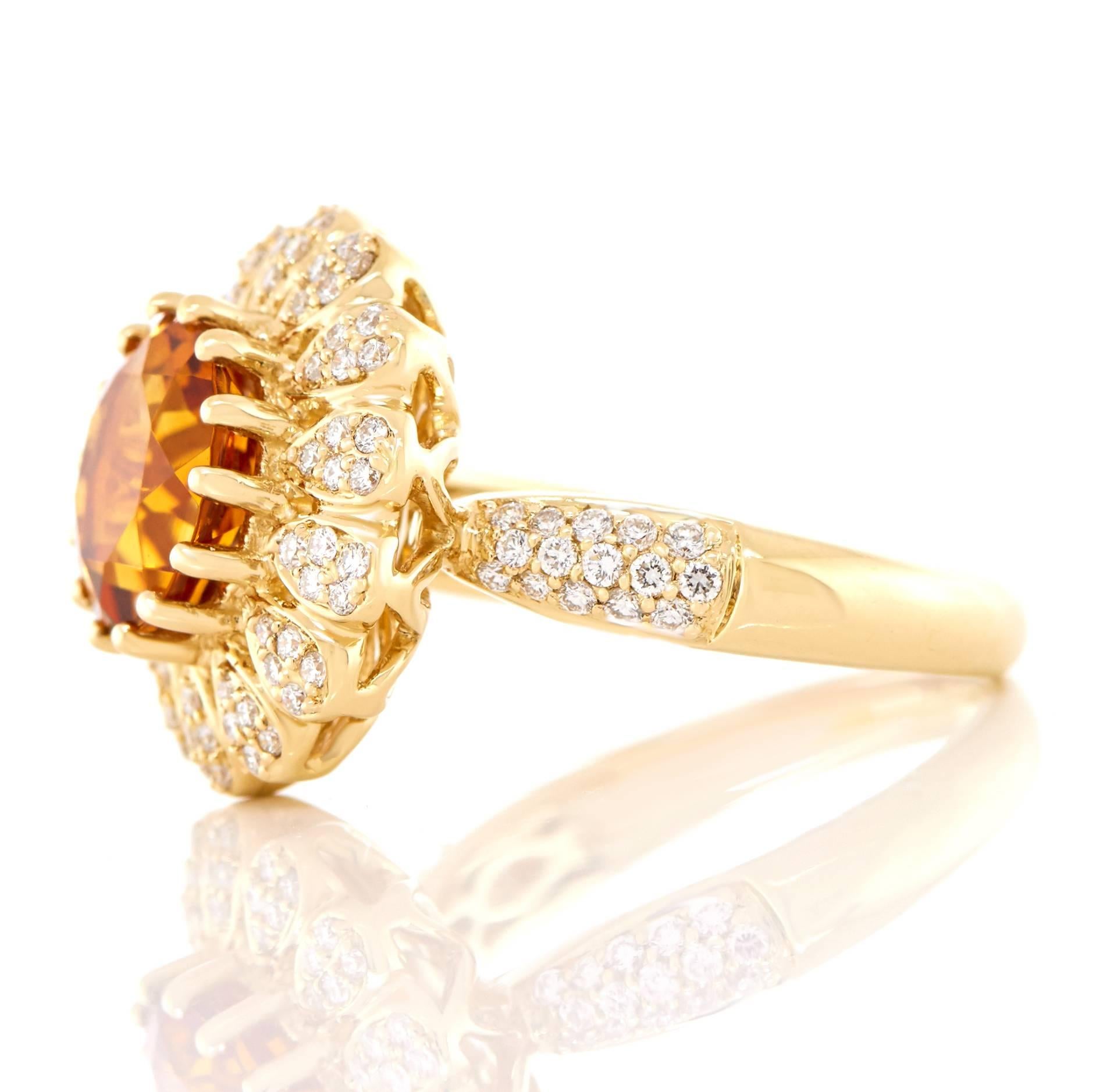 Charming Citrine Diamond Gold Ring 3