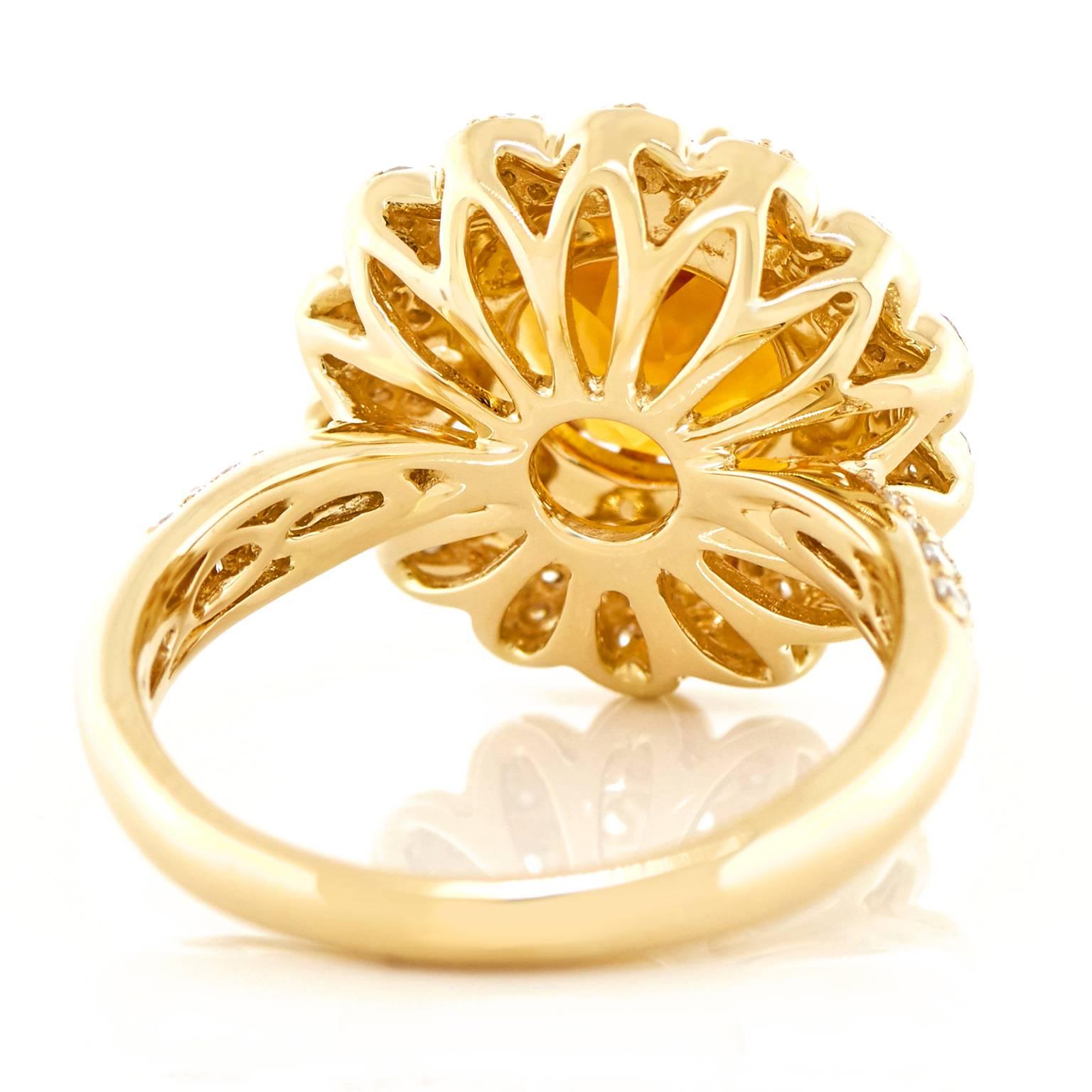 Charming Citrine Diamond Gold Ring 4