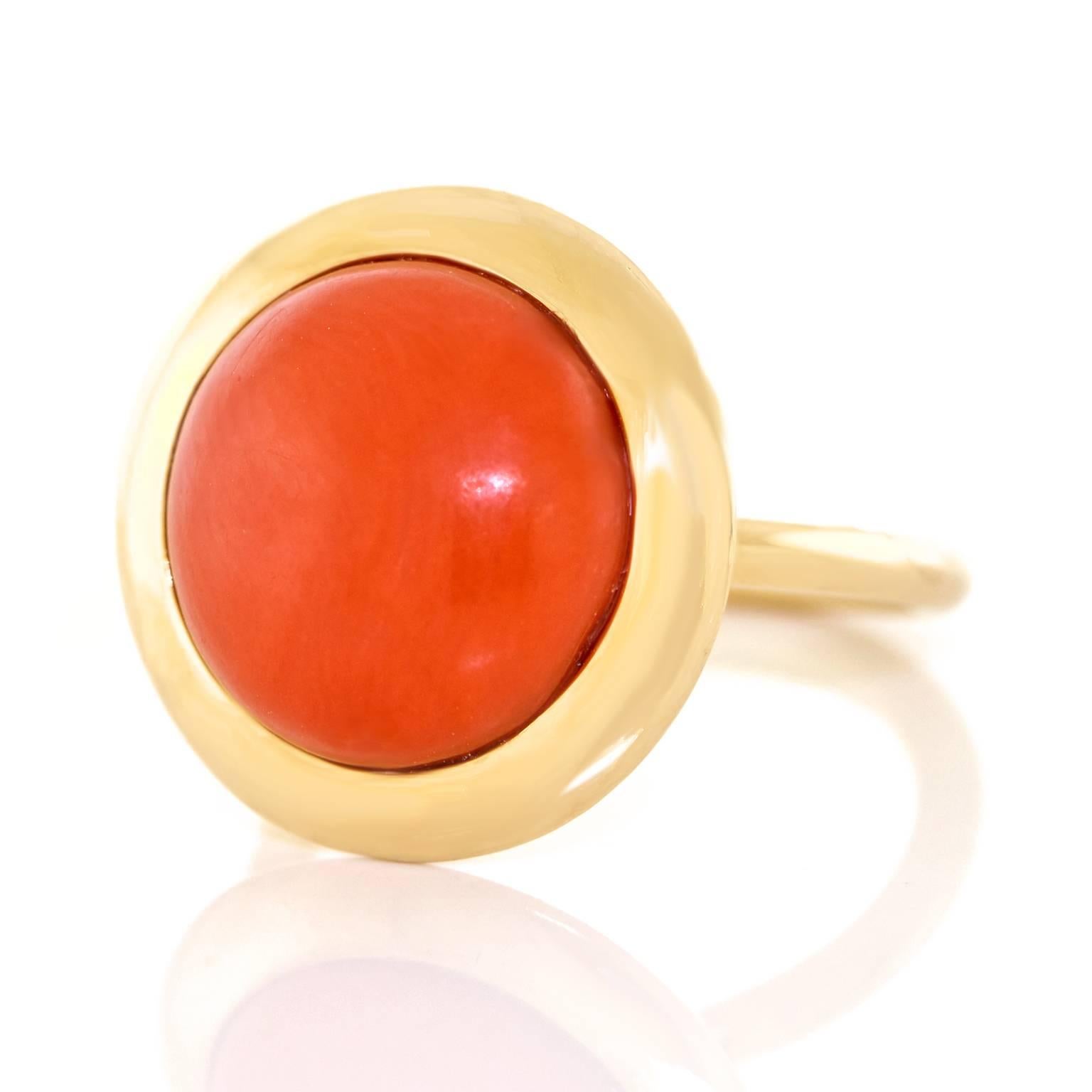 Modernist 1960s Modern Coral and Gold Ring