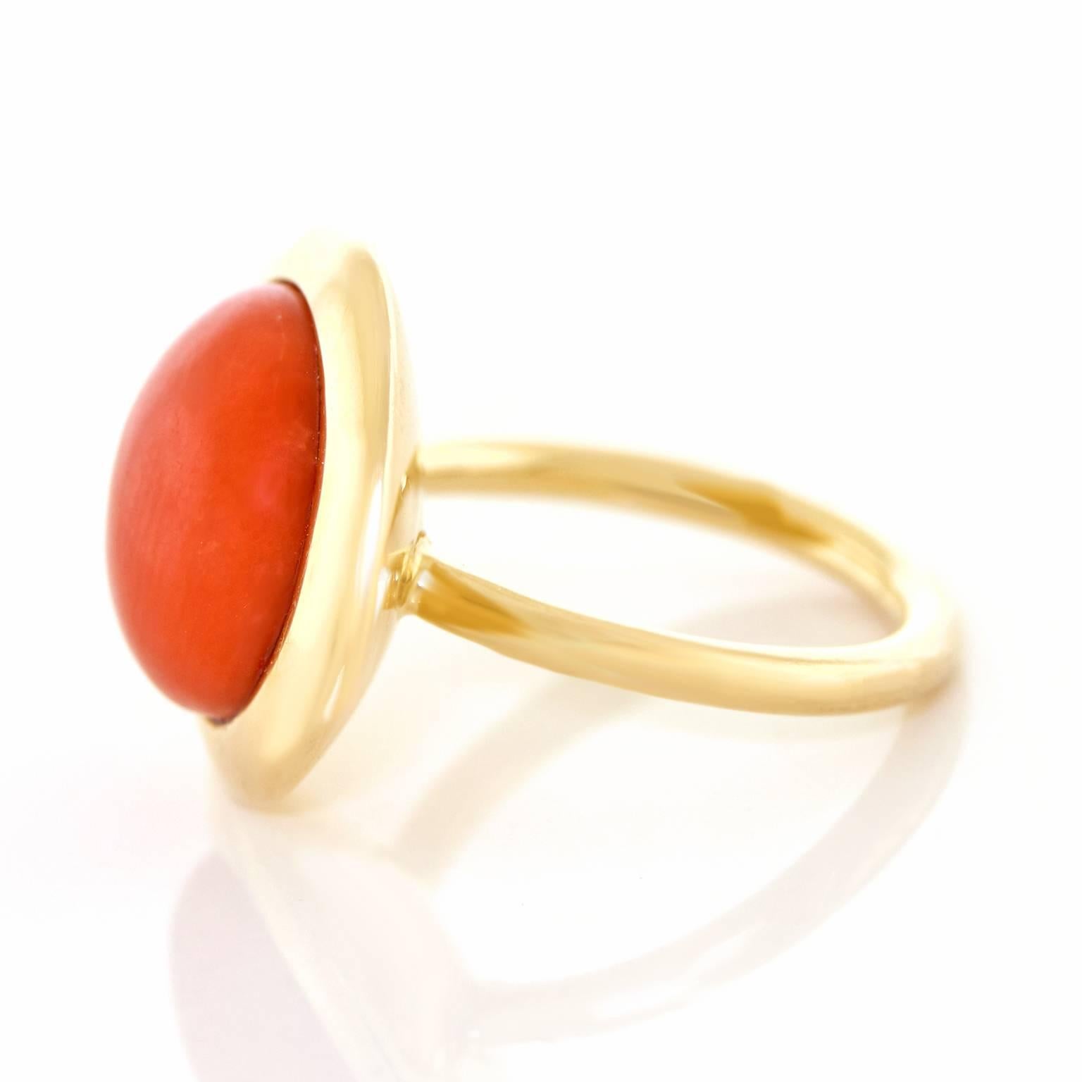 1960s Modern Coral and Gold Ring 2