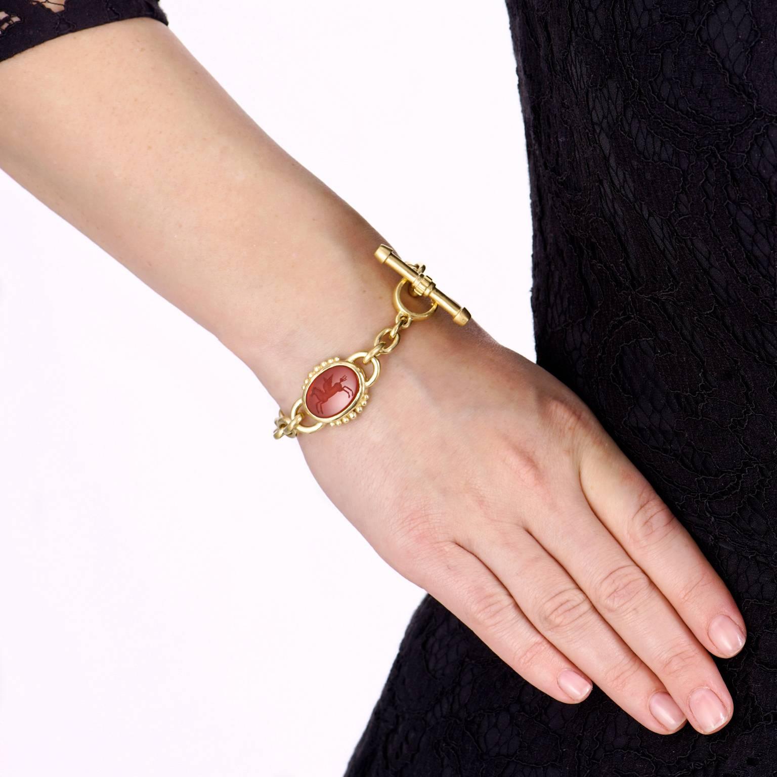 Women's Sevan Bicaki Neoclassical Gold Toggle Bracelet with Pegasus Intaglio