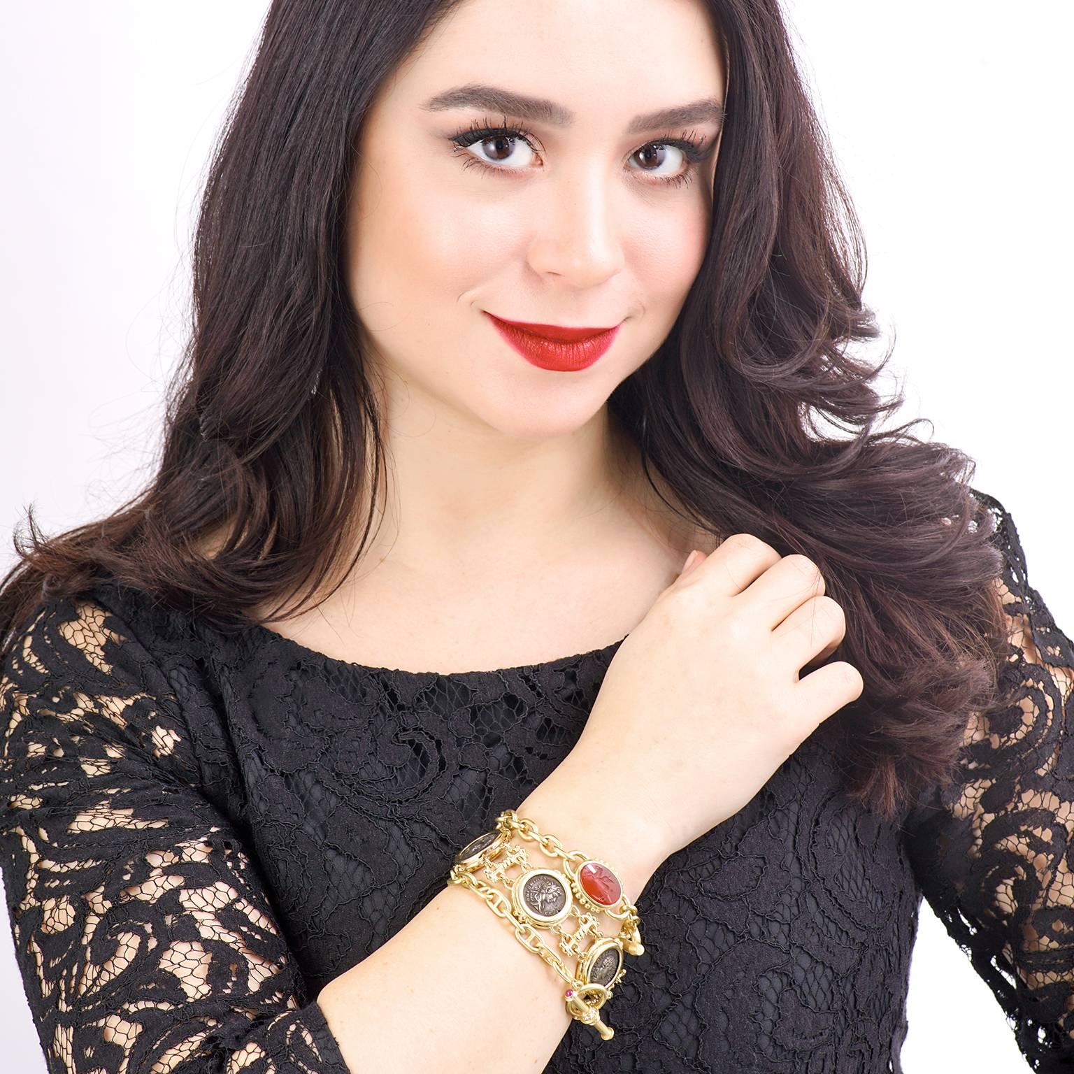 Sevan Bicaki Neoclassical Gold Toggle Bracelet with Pegasus Intaglio 4