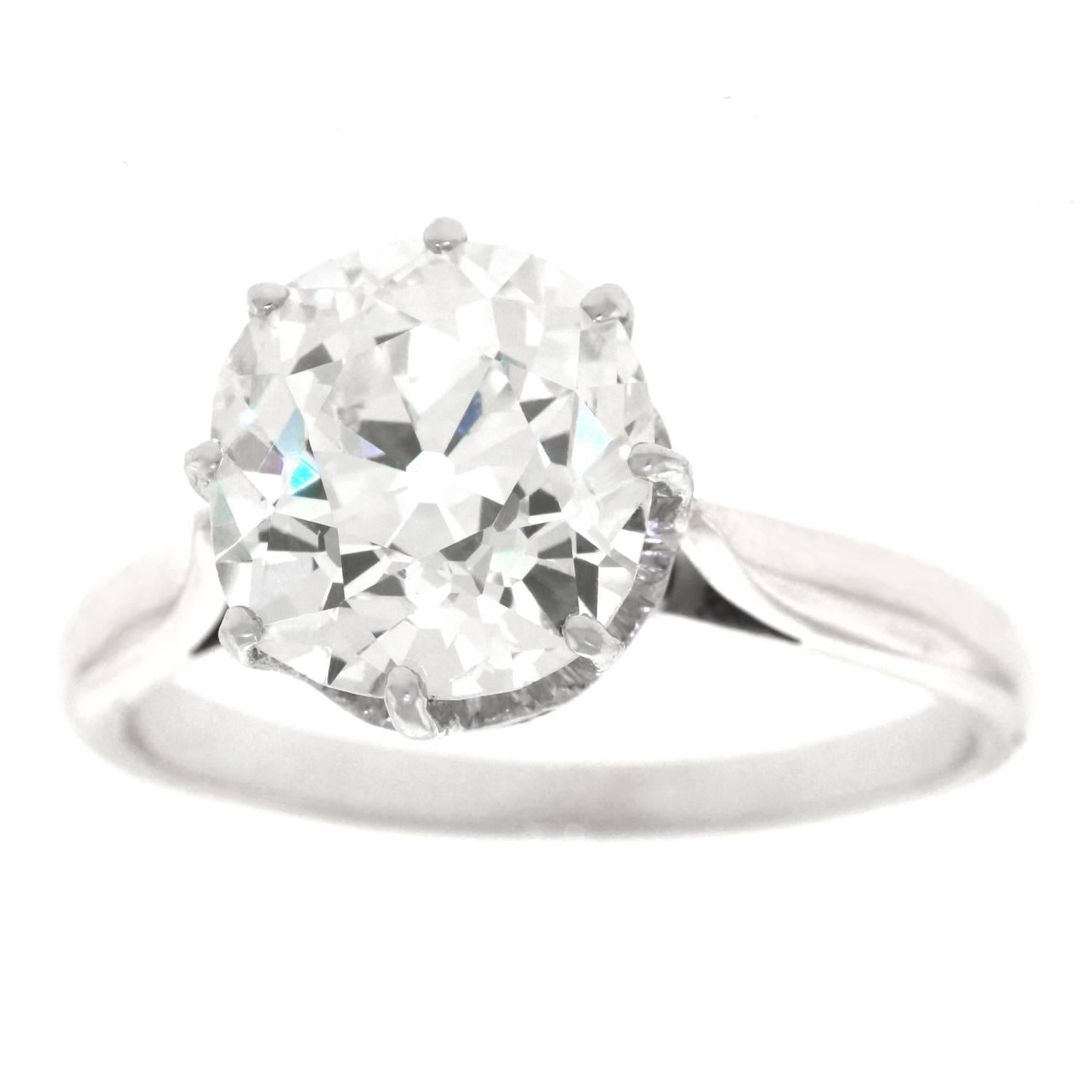 Women's Superb 3.15 Carat Art Deco Diamond Ring GIA