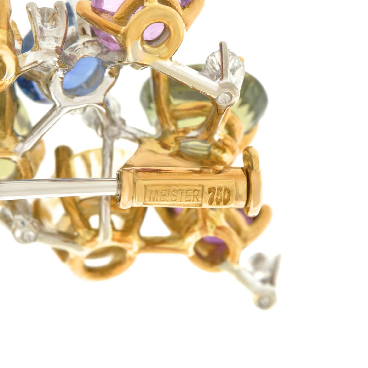 Meister Sapphire Diamond Gold Brooch 1