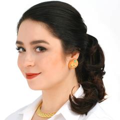 Trianon Shell Diamond Turquoise and Gold Earrings