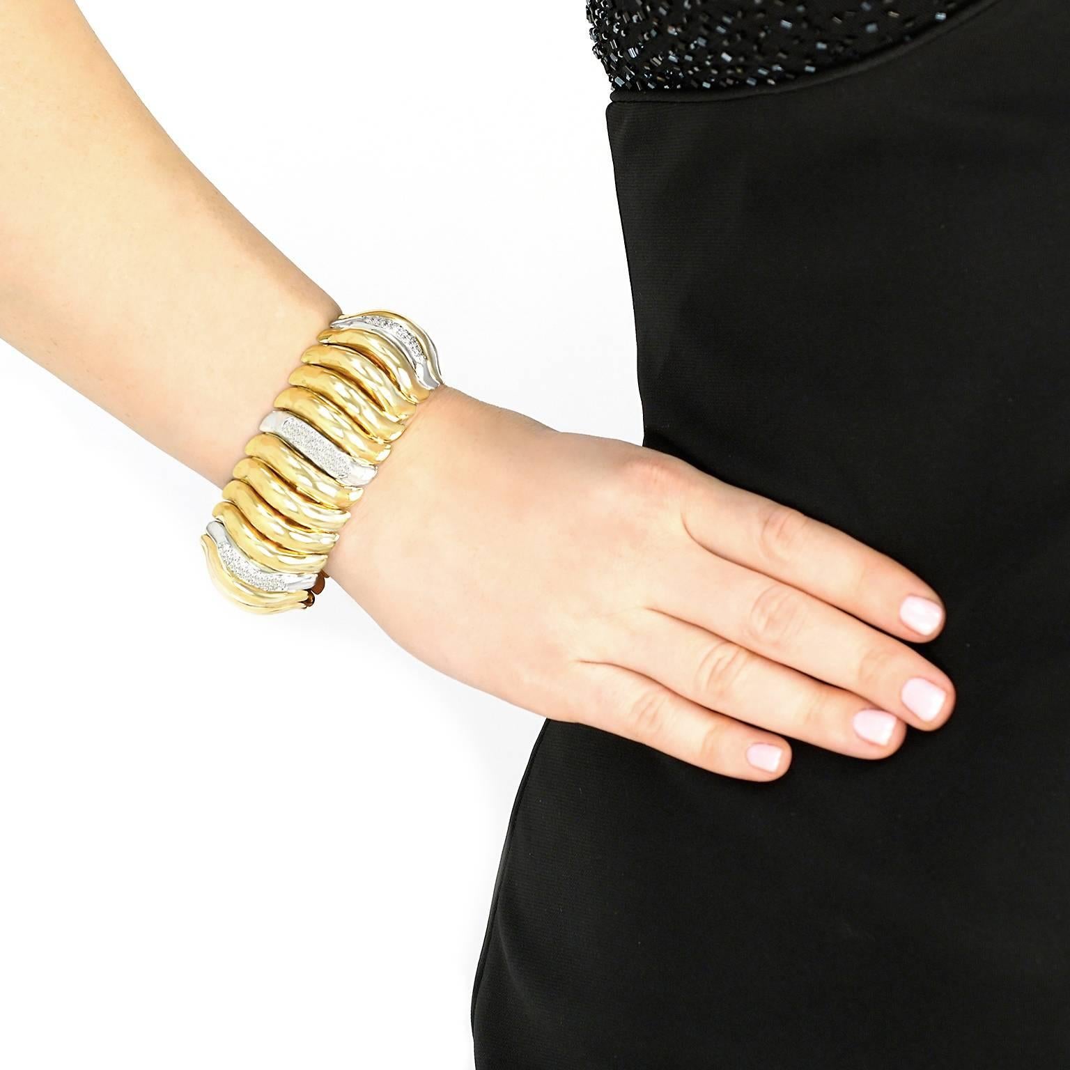 Women's Diamond-Set Chunky Gold Bracelet