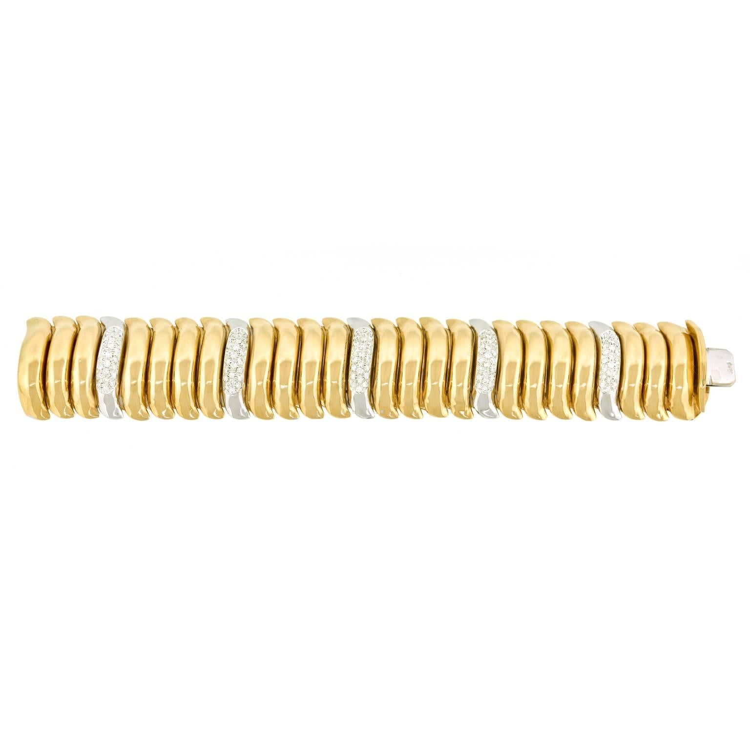 Diamond-Set Chunky Gold Bracelet 4
