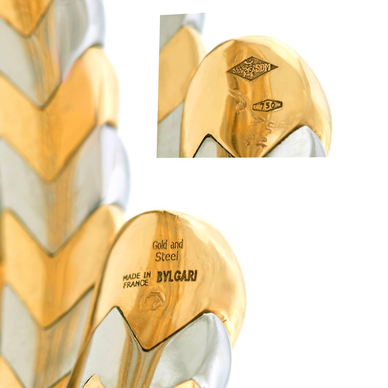Women's Bulgari Stainless Steel Yellow Gold Snake Bracelet