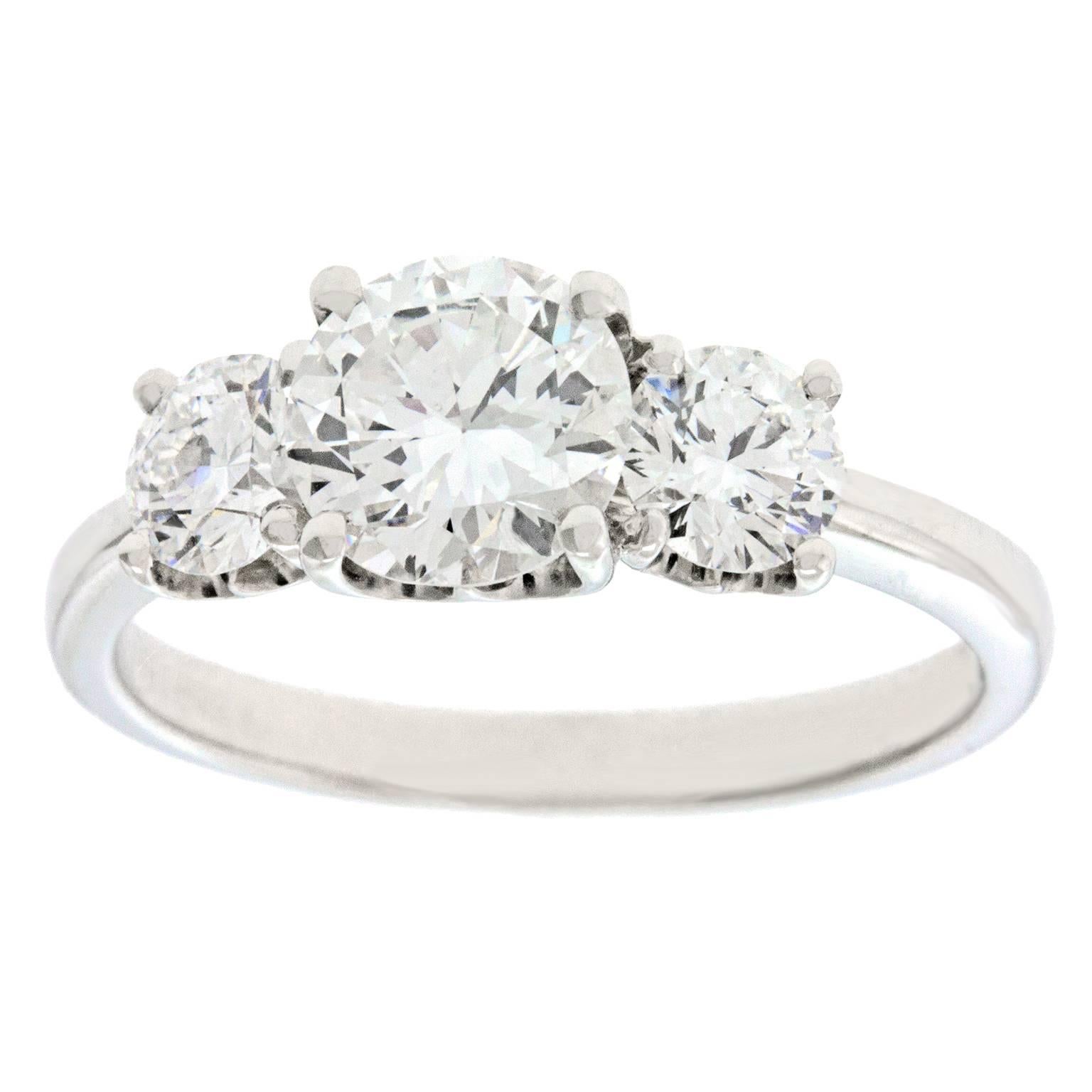 De Beers Three-Stone Diamond-Set Platinum Ring