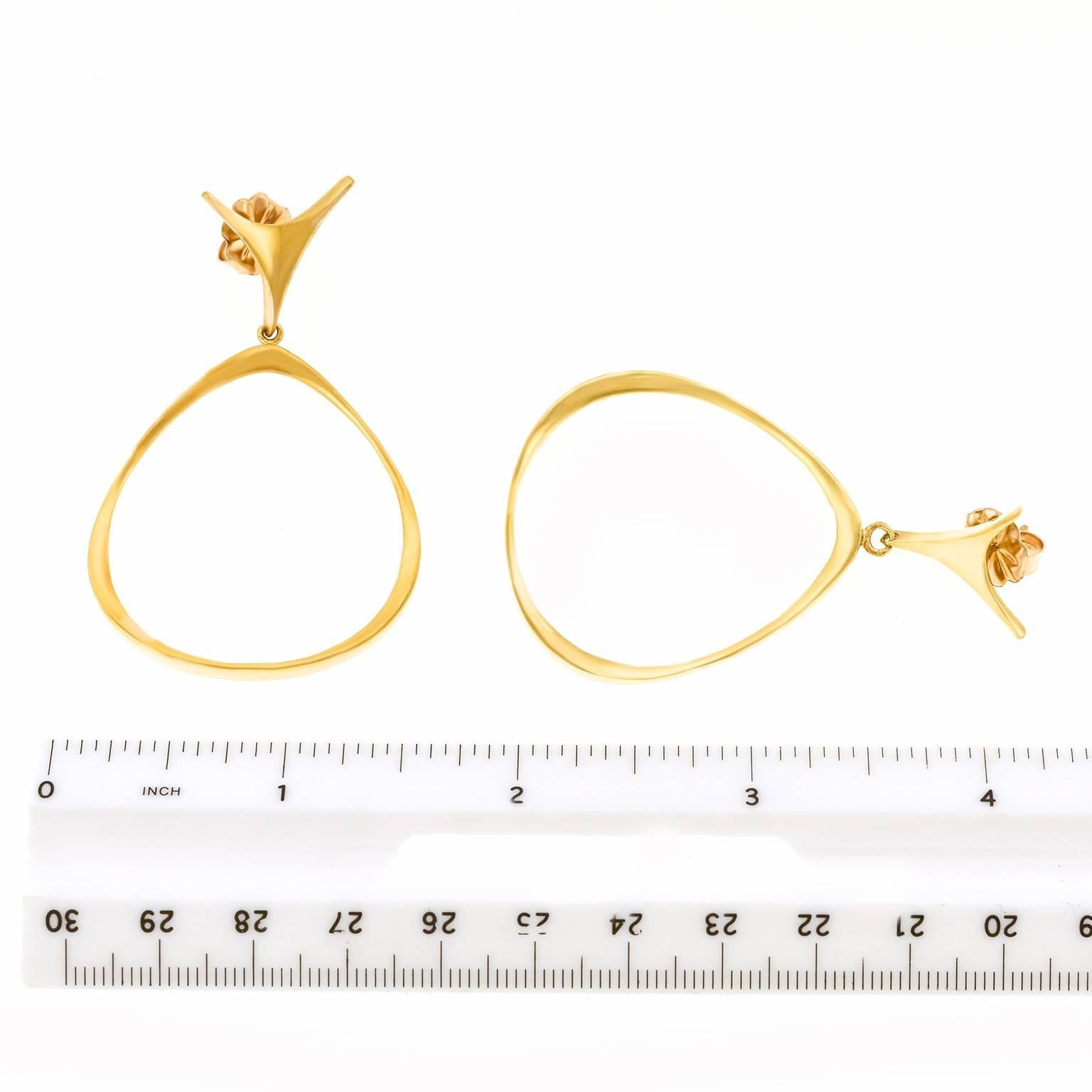 Fabulous Modernist Gold Hoop Earrings by Ed Wiener 2