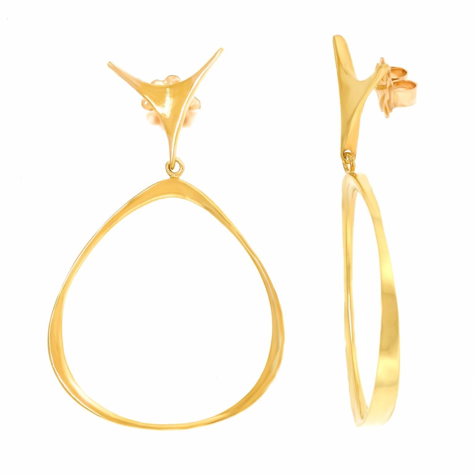 Fabulous Modernist Gold Hoop Earrings by Ed Wiener 3