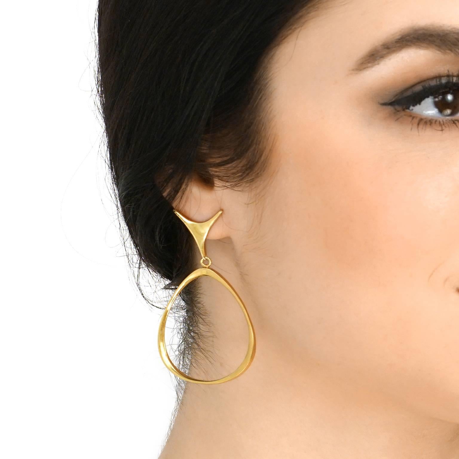 Women's Fabulous Modernist Gold Hoop Earrings by Ed Wiener