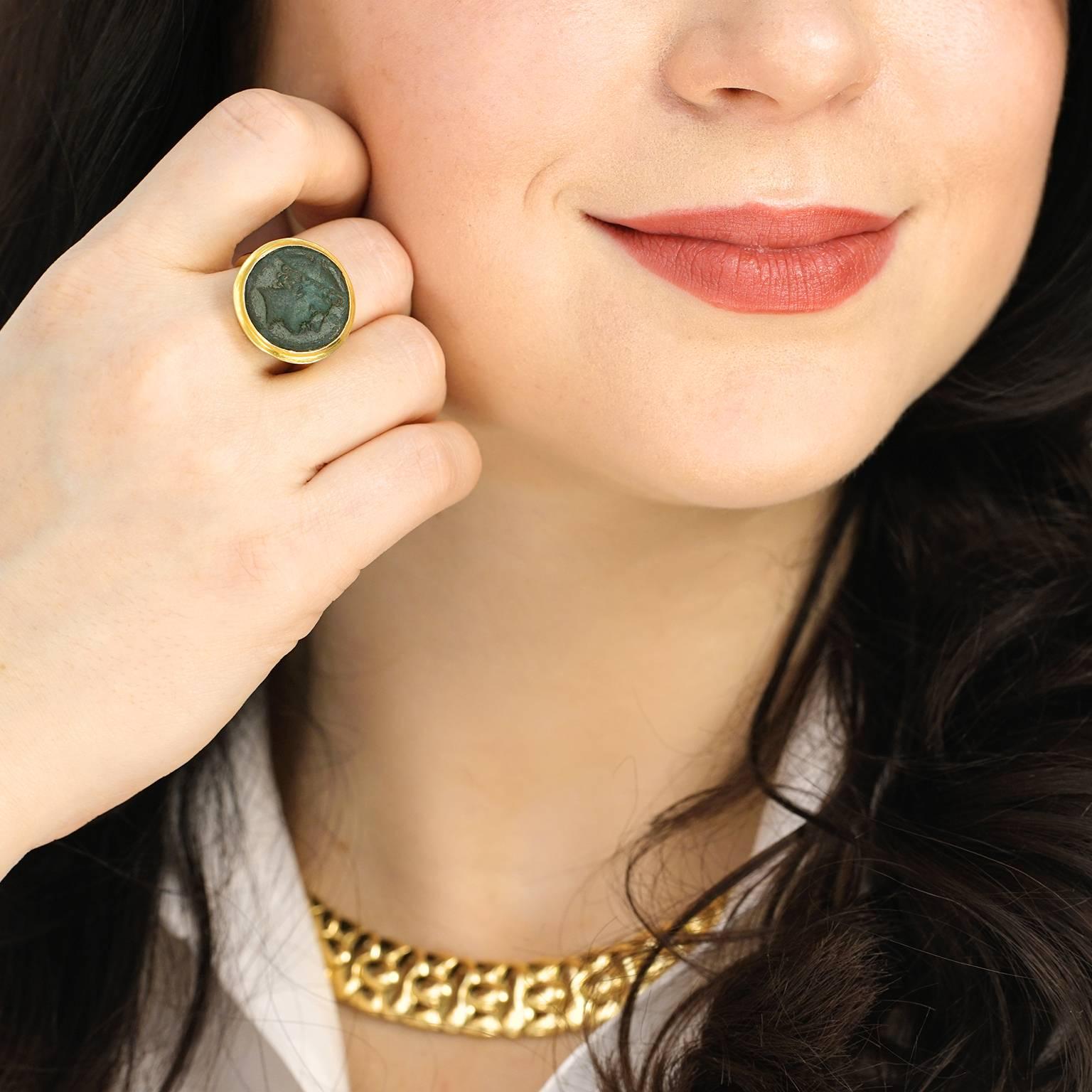 Women's or Men's Ancient Coin Gold Ring