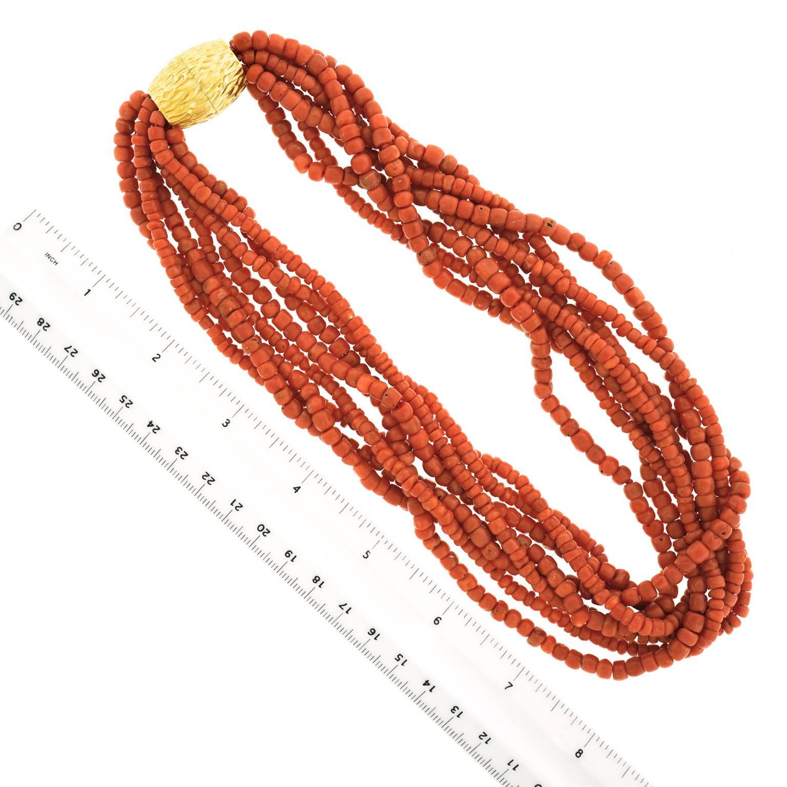 Natural Coral Torsade with Large Decorative Gold Catch 2