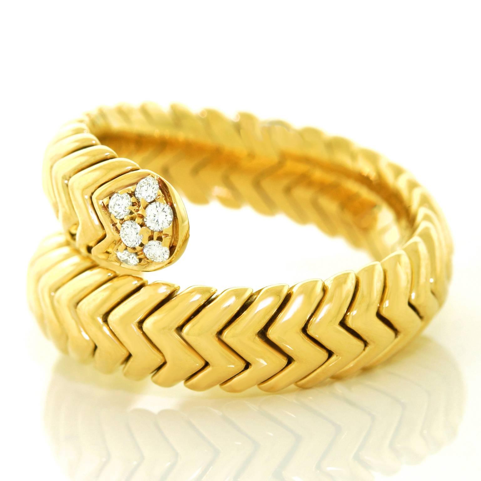 Bulgari “Spiga” Diamond-Set Snake Ring 1