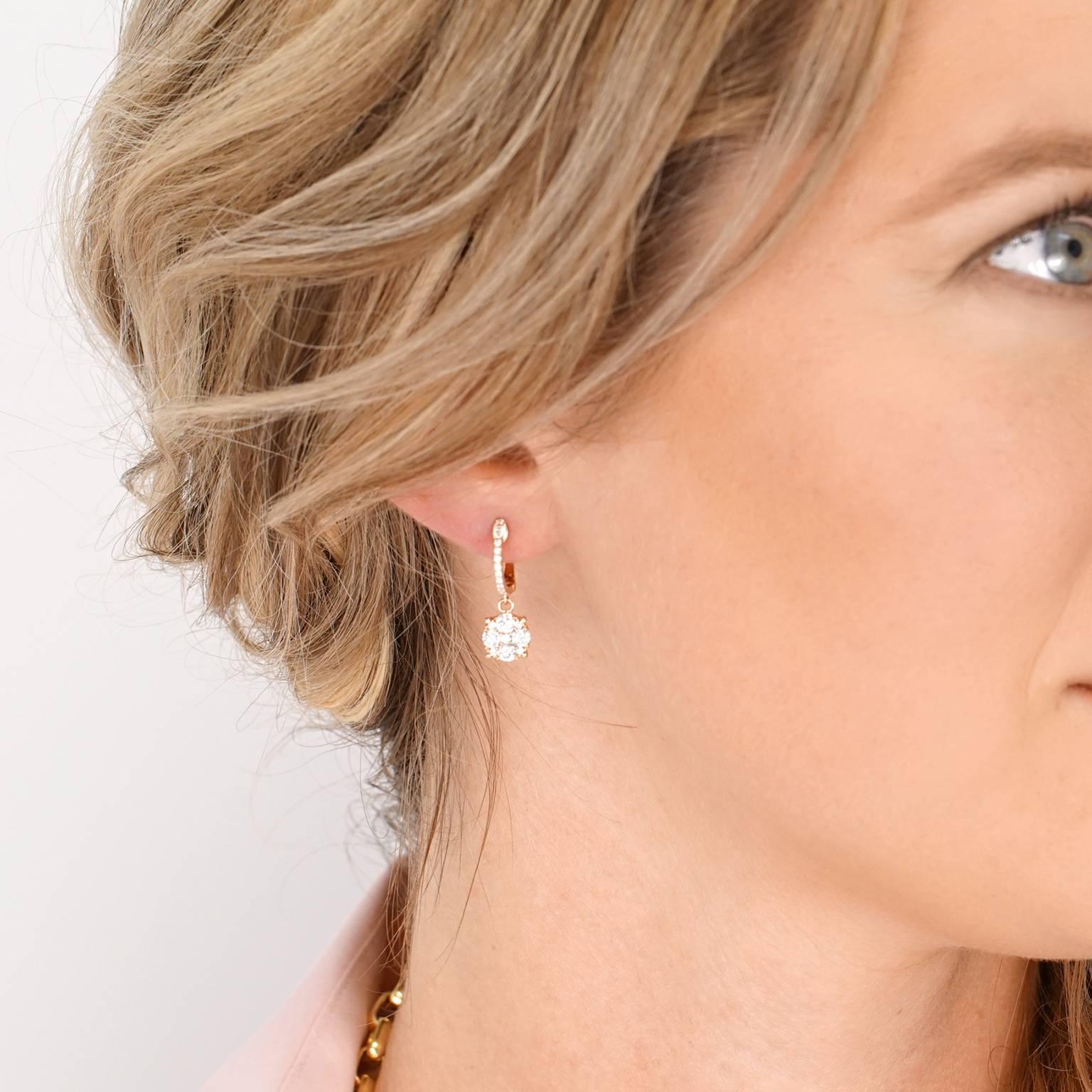Women's Diamond Rose Gold Drop Earrings