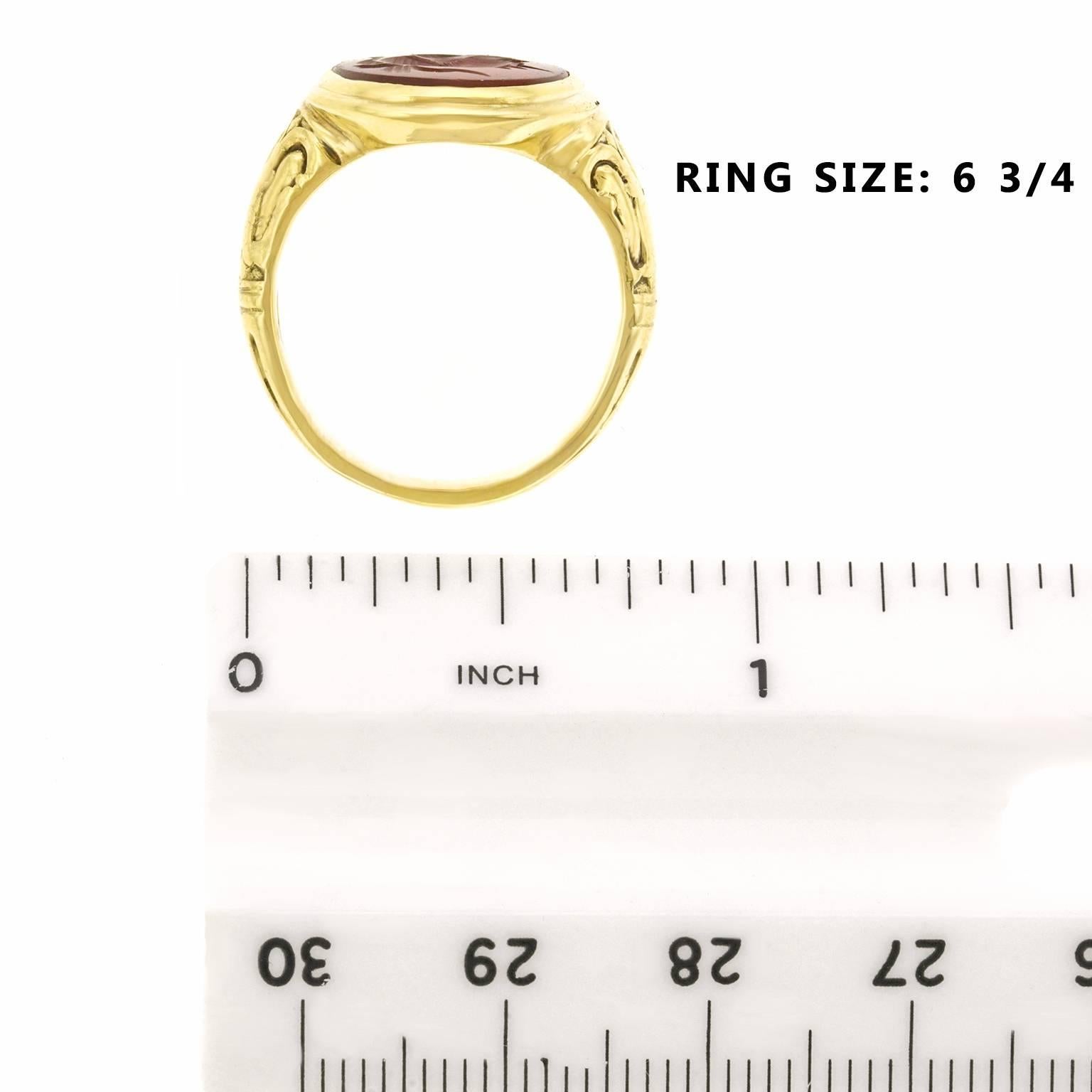 Antique Gold Carnelian Signet Ring 1