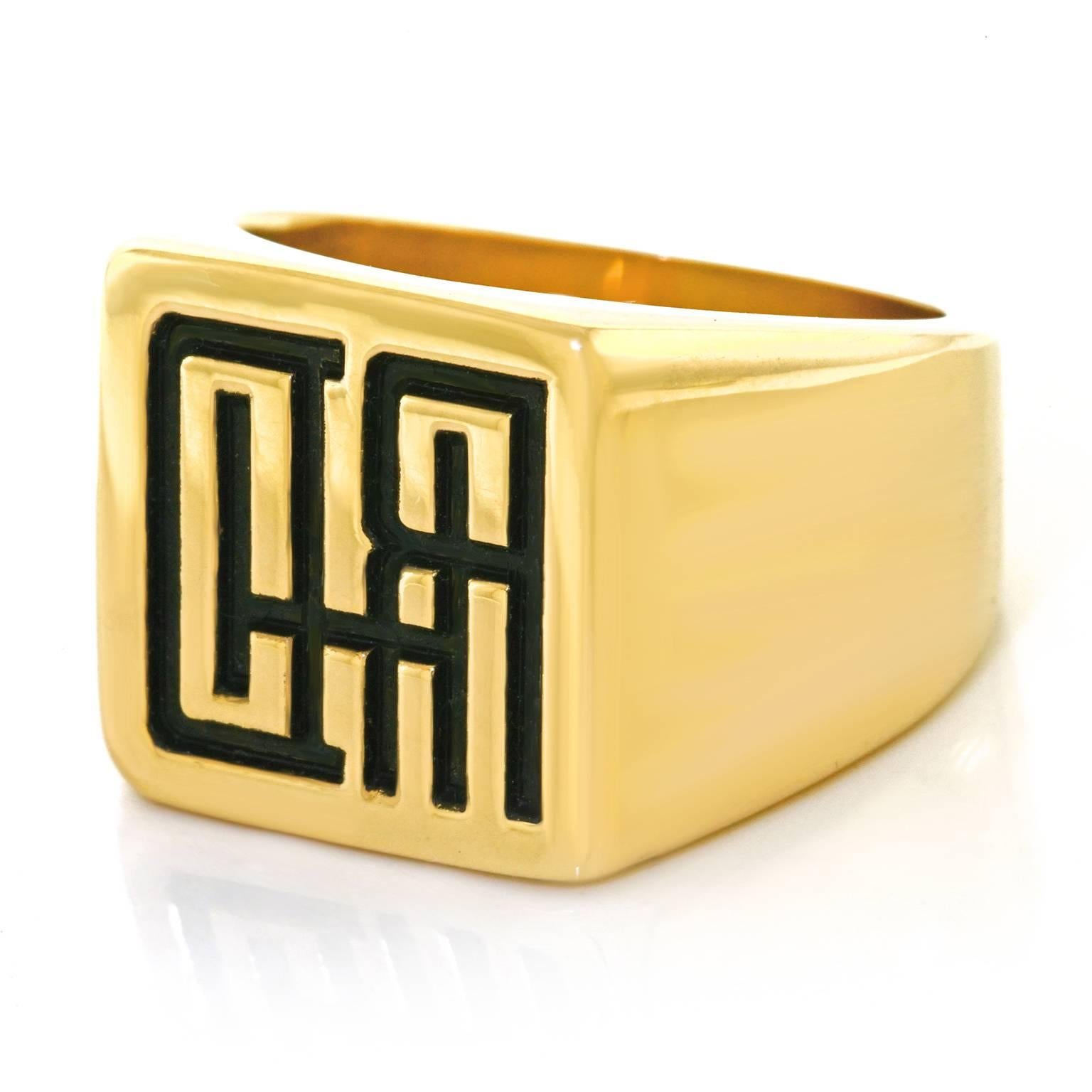 1950s Cartier Modernist Gold Signet Ring In Excellent Condition In Litchfield, CT