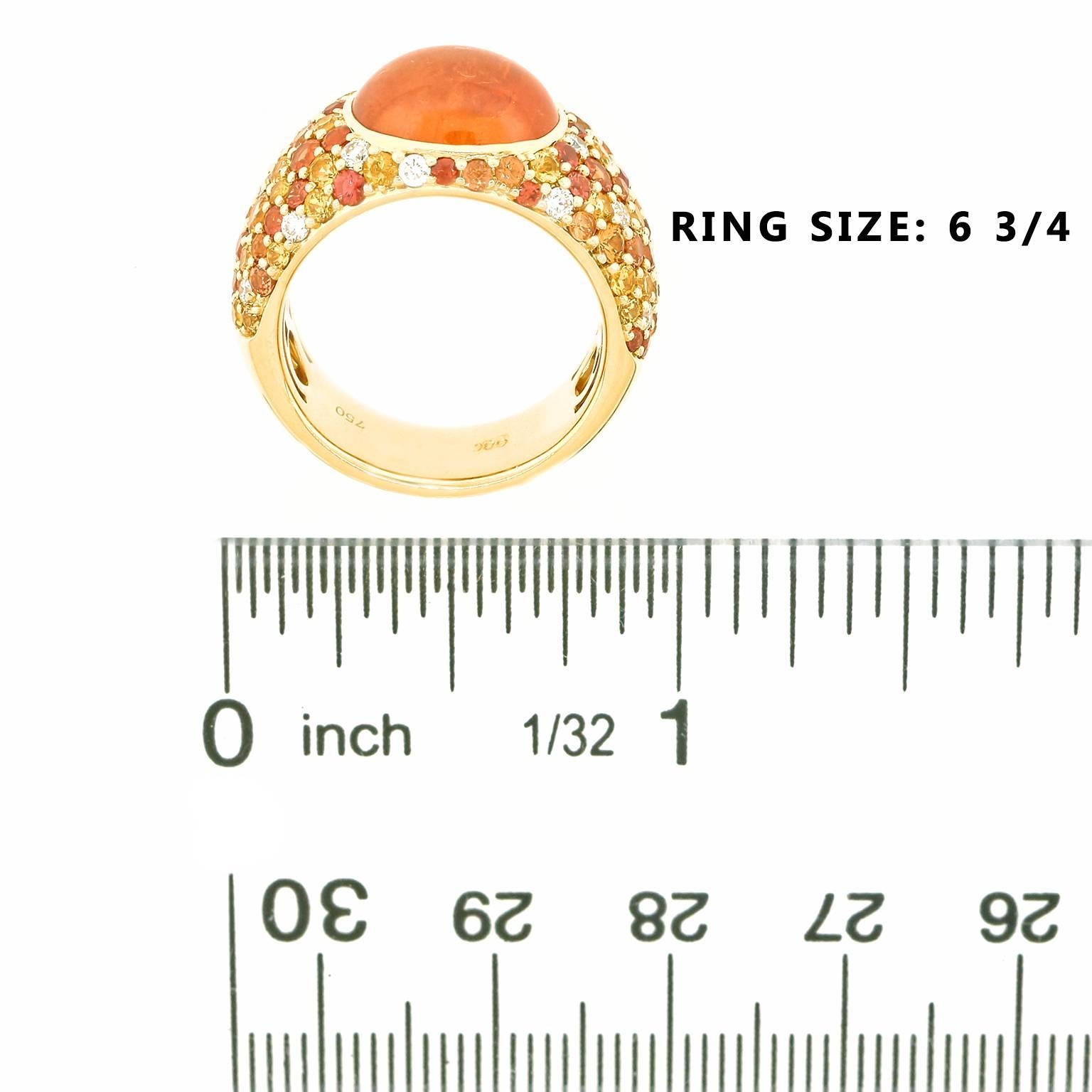Spessartite Garnet Sapphire Diamond Gold Ring 2