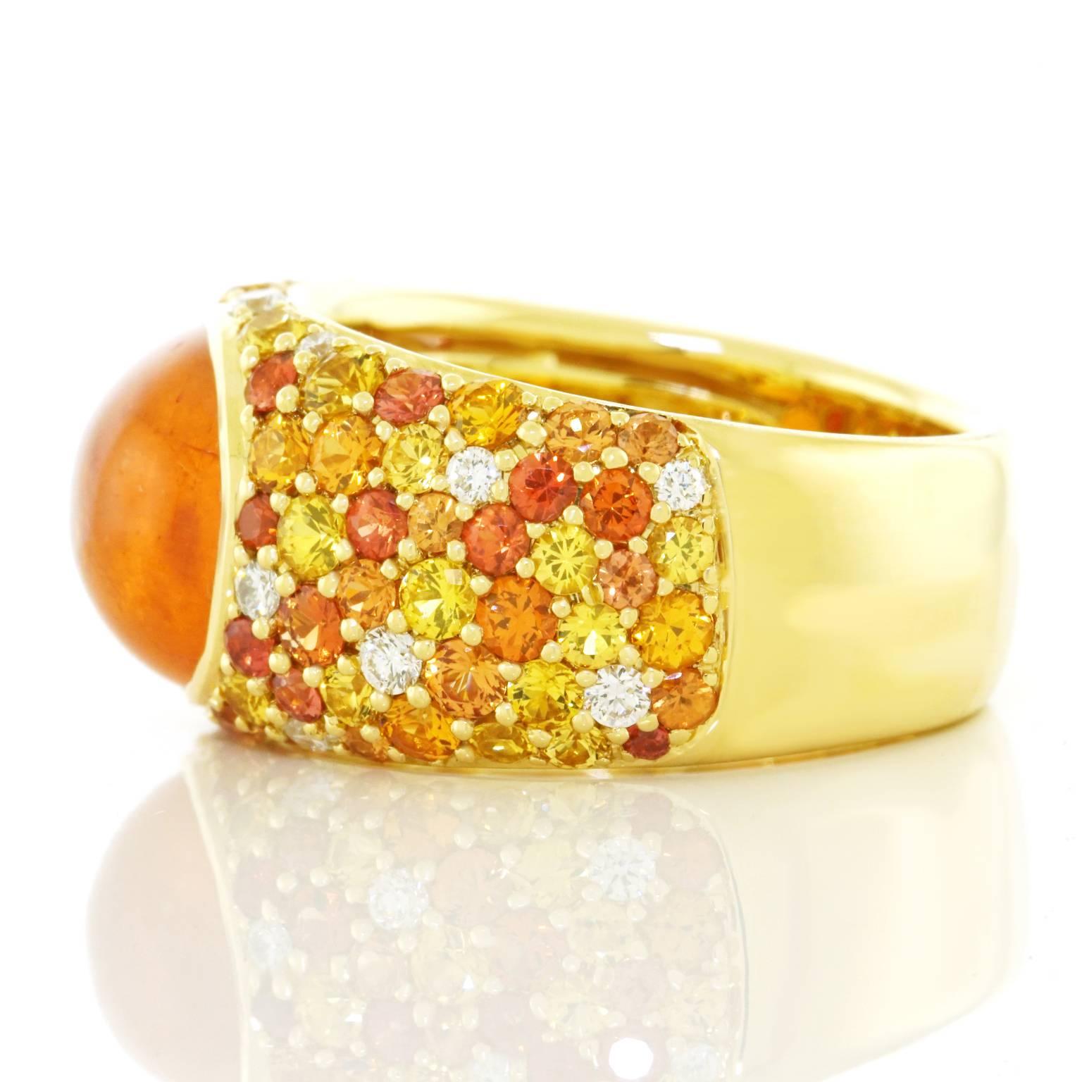Spessartite Garnet Sapphire Diamond Gold Ring 3