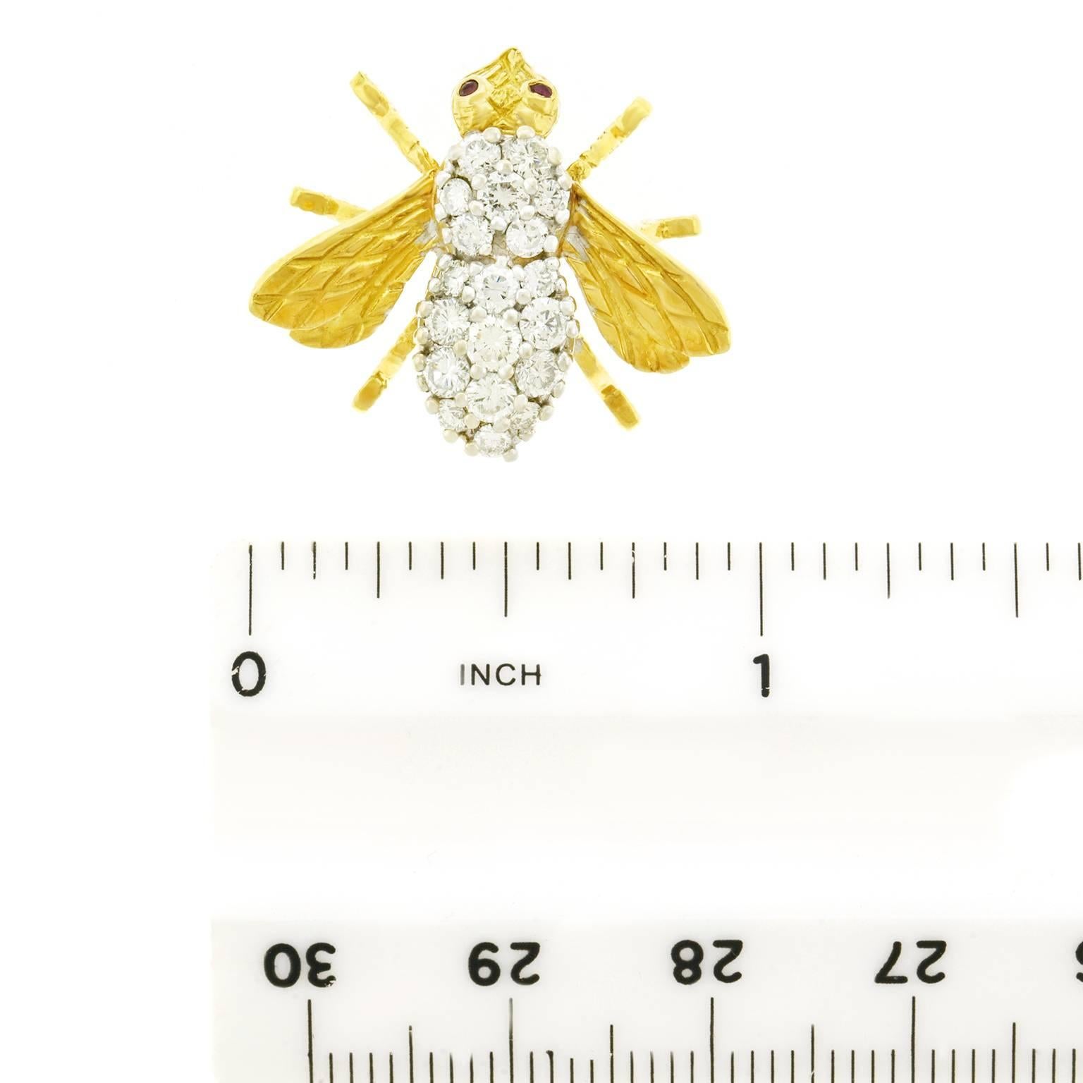 Herbert Rosenthal Diamond Gold Bee Brooch 2
