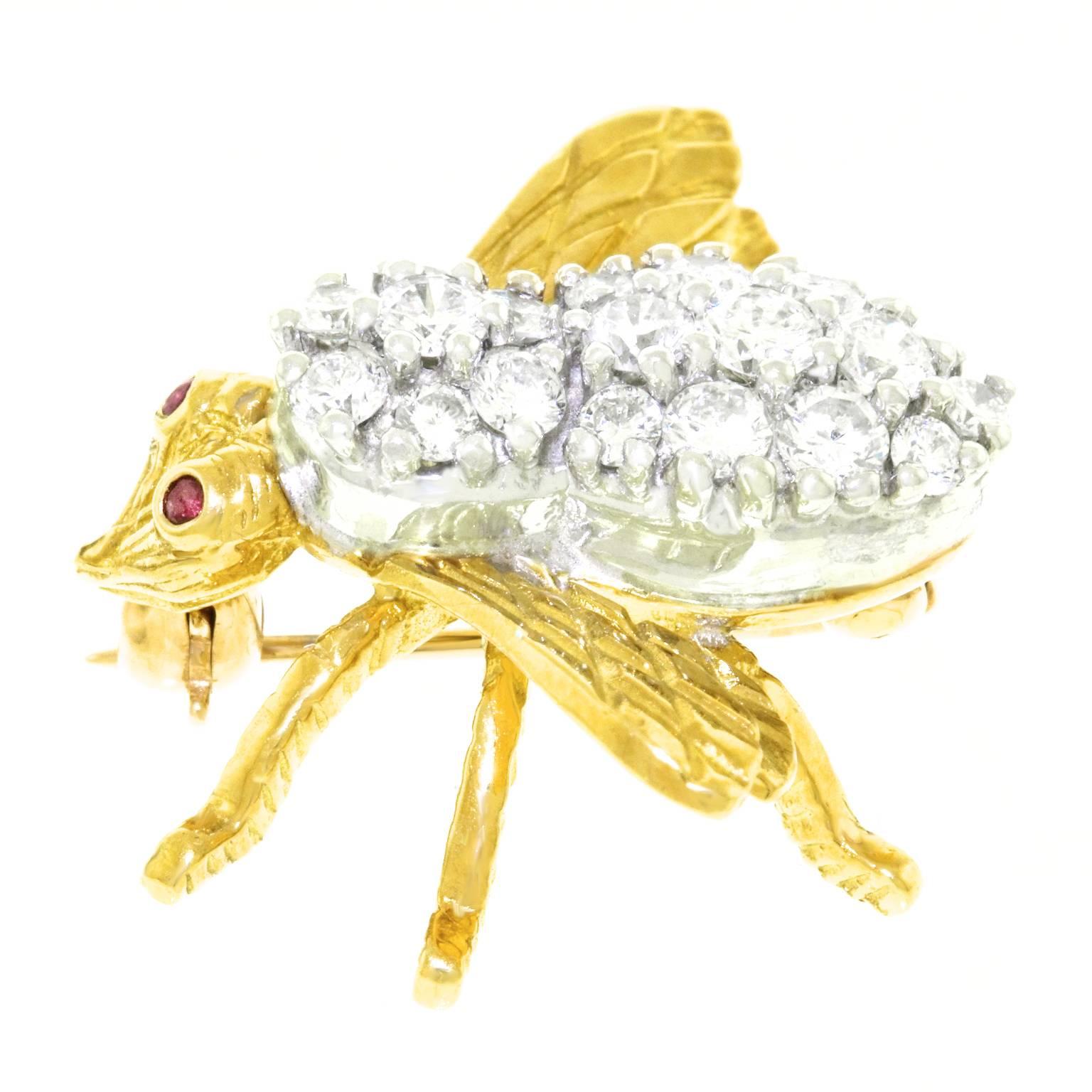 Herbert Rosenthal Diamond Gold Bee Brooch 3