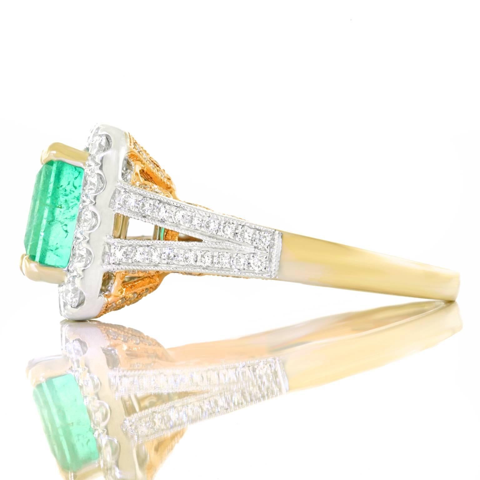 Emerald and Diamond Set Gold Ring 3