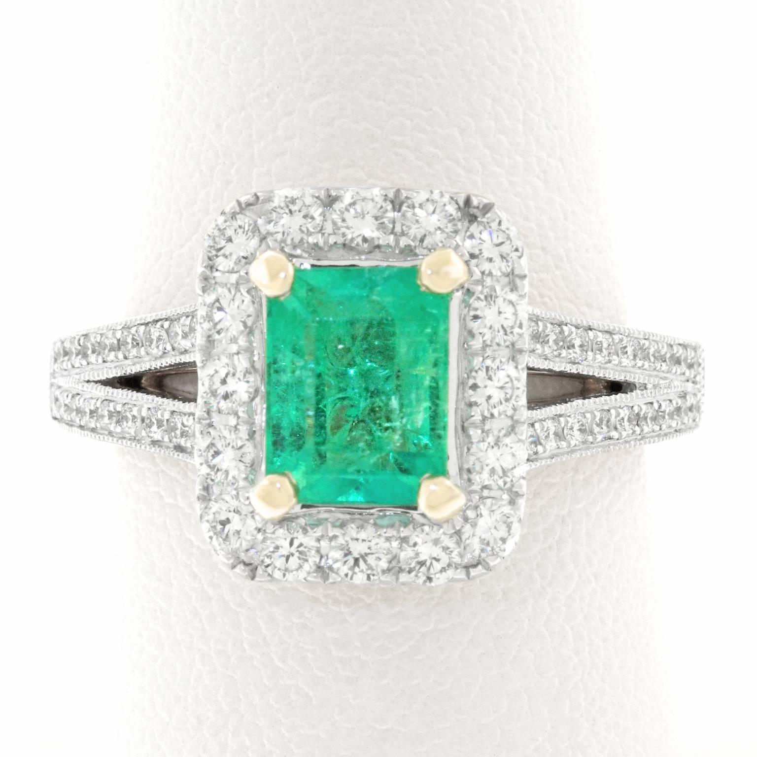 Emerald and Diamond Set Gold Ring 4