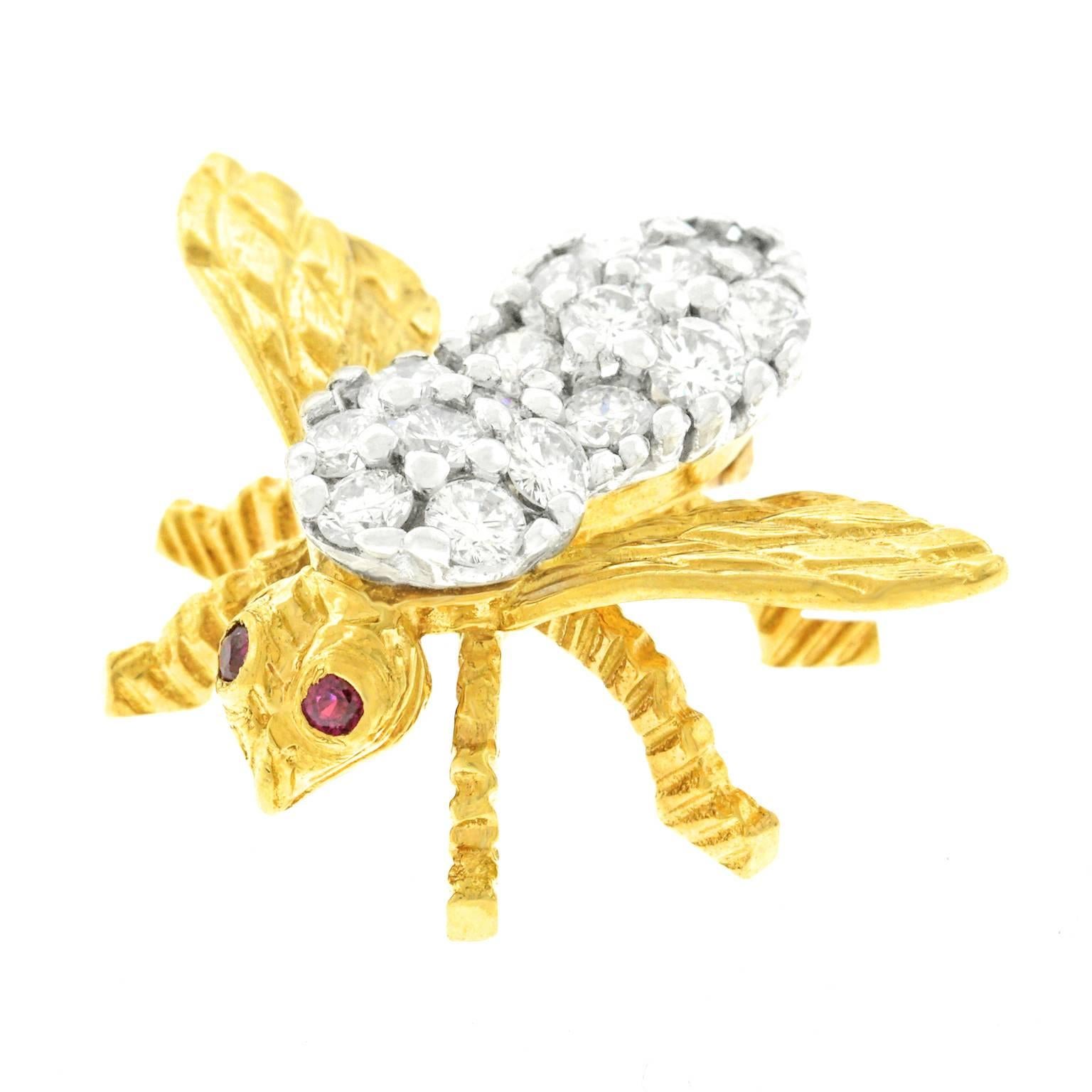 Herbert Rosenthal Diamond-Set Gold Bee Pin In Excellent Condition In Litchfield, CT