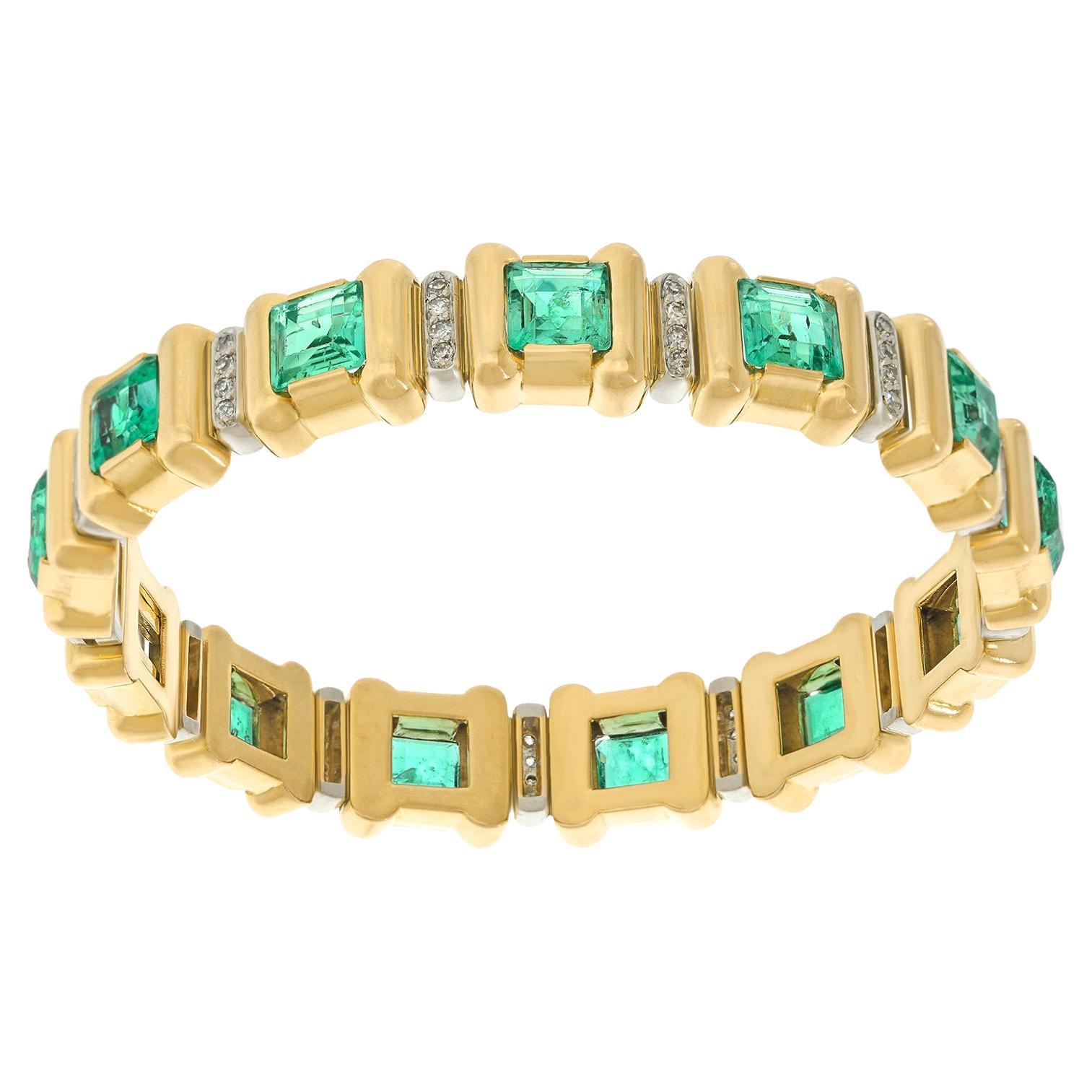 Espectacular pulsera suiza moderna de esmeraldas en venta