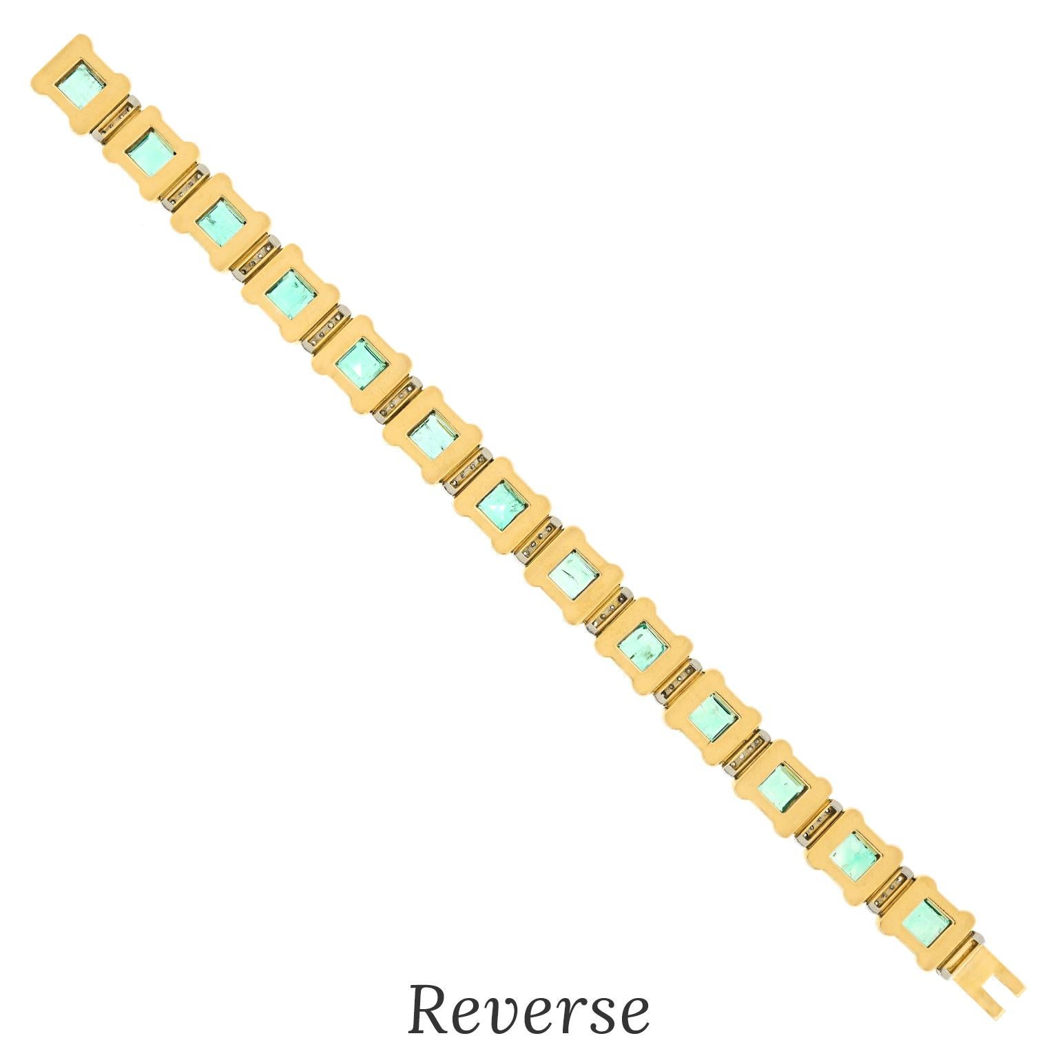 Espectacular pulsera suiza moderna de esmeraldas en venta 3
