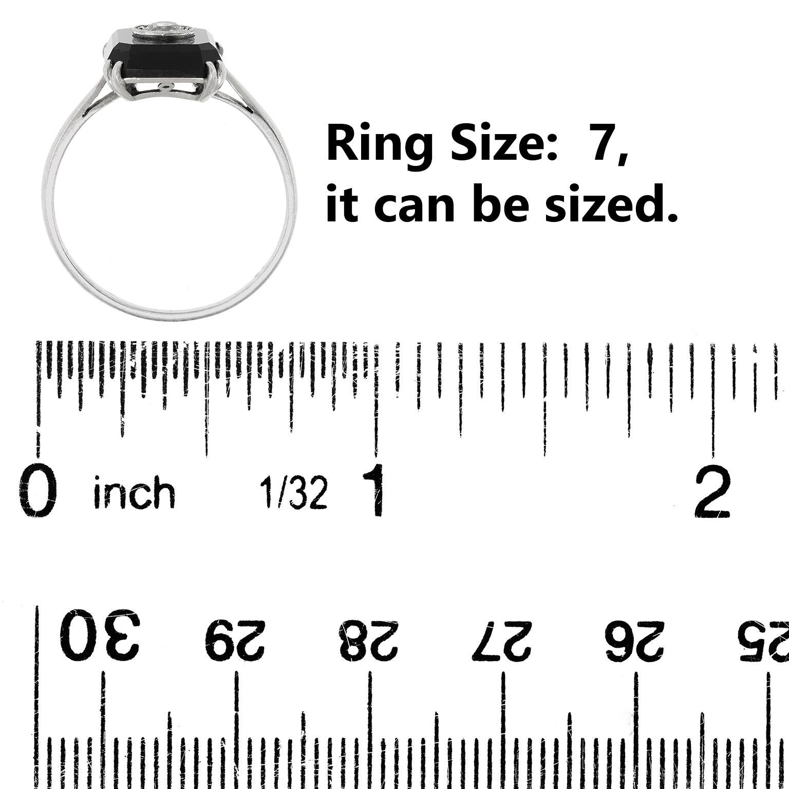 Anello Art Déco Francese con Onice e Diamanti in vendita 1