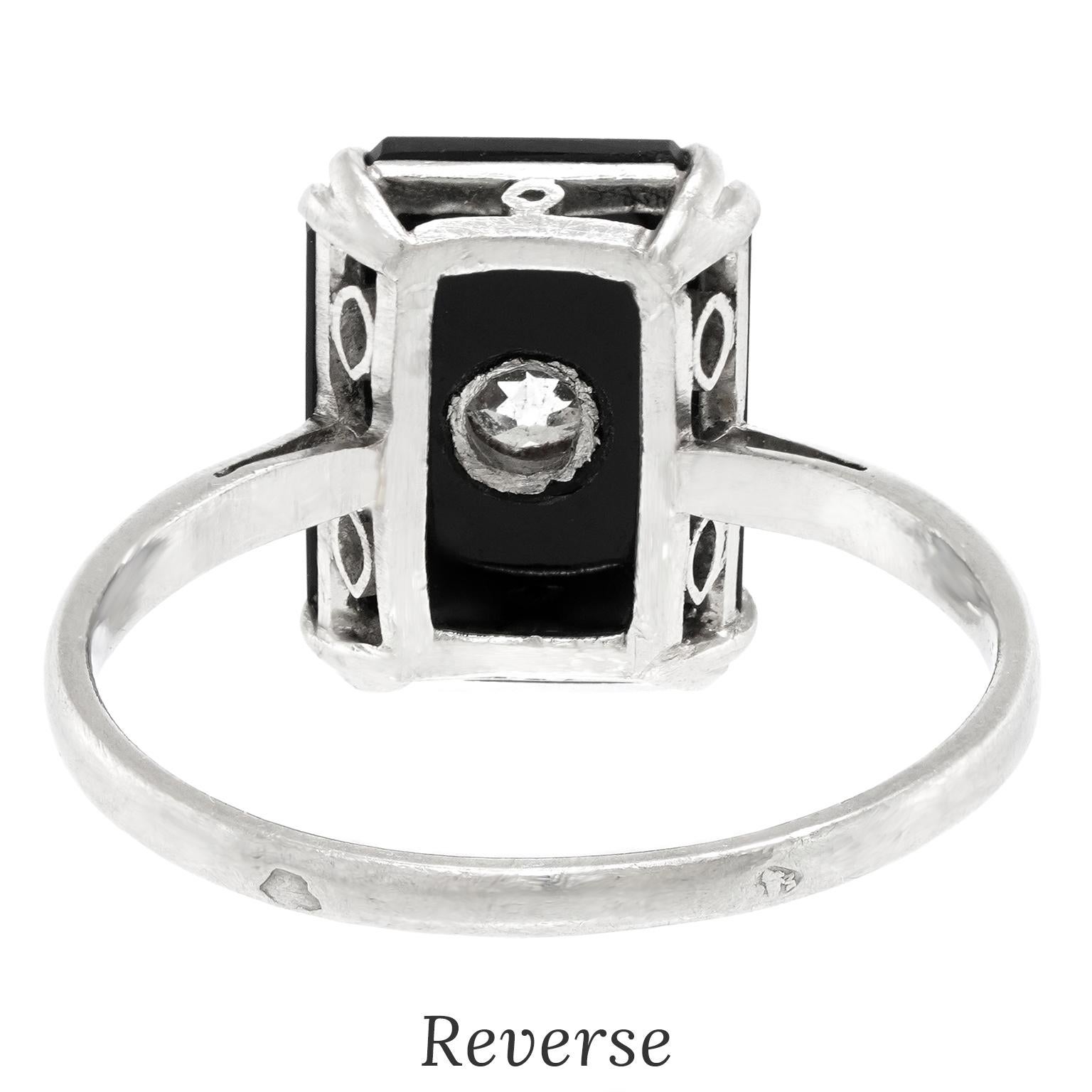 Anello Art Déco Francese con Onice e Diamanti in vendita 4