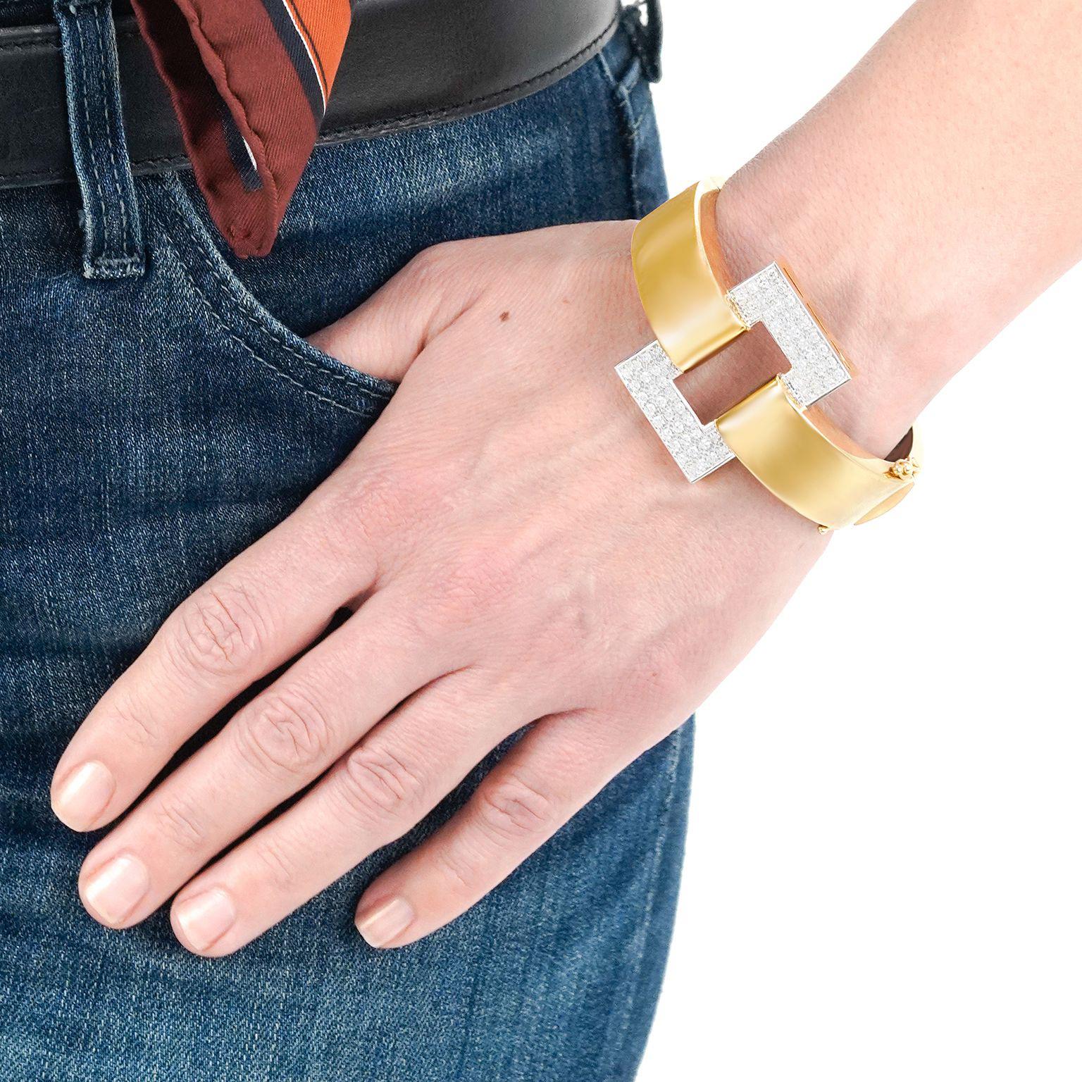 Taille ronde Fabuleux bracelet en diamant des années 80 en vente