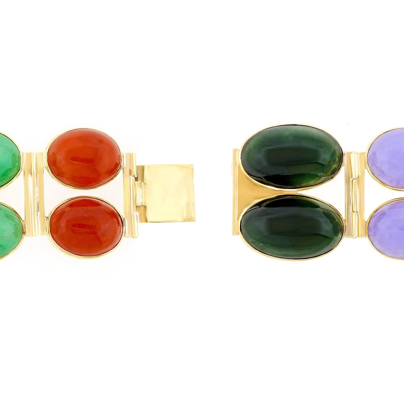 Pulsera Art Decó Espectacularmente Colorida Cabujón en venta