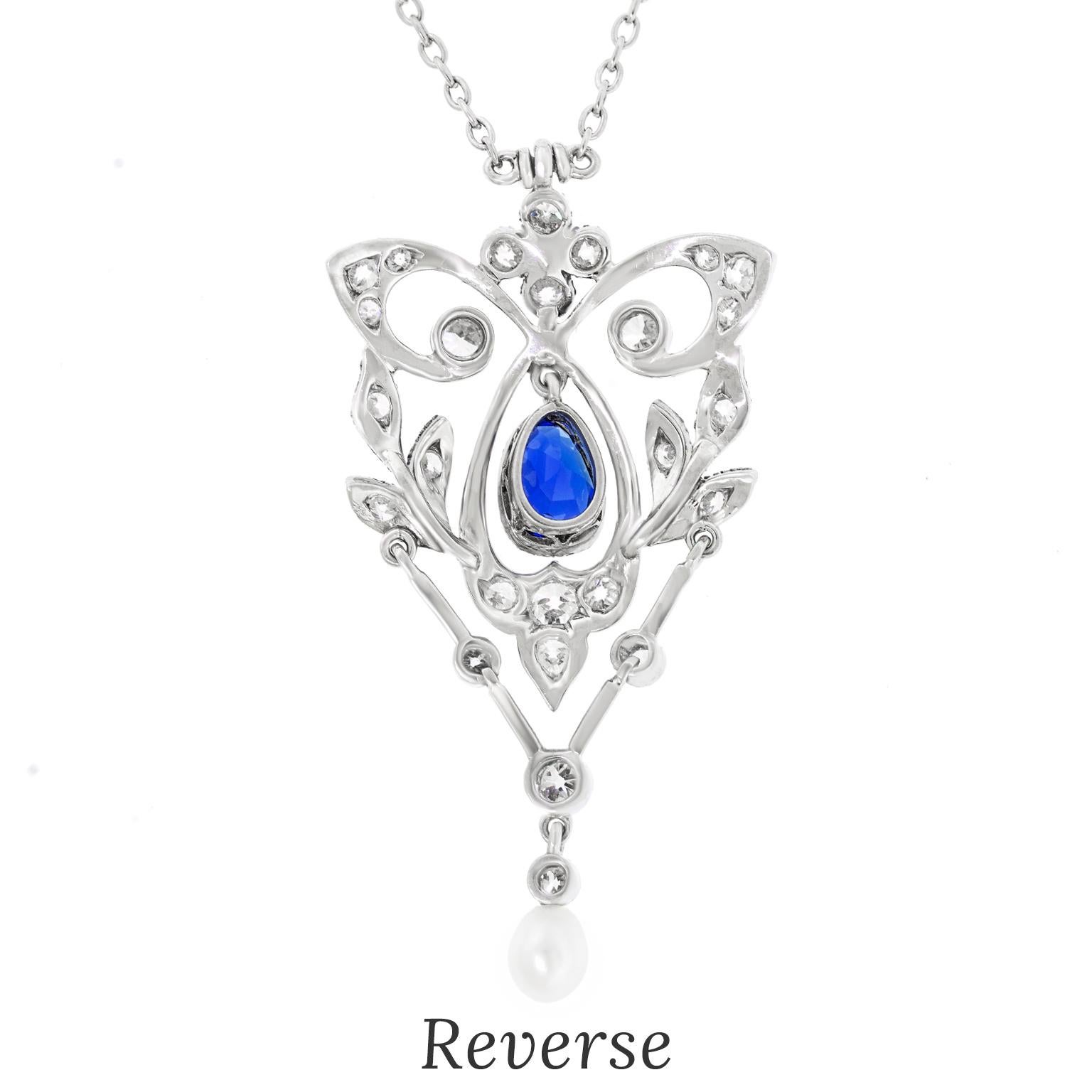 Women's Elegant Edwardian Platinum Lavaliere For Sale