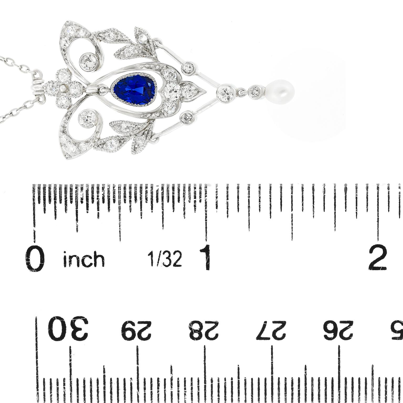 Elegant Edwardian Platinum Lavaliere For Sale 1