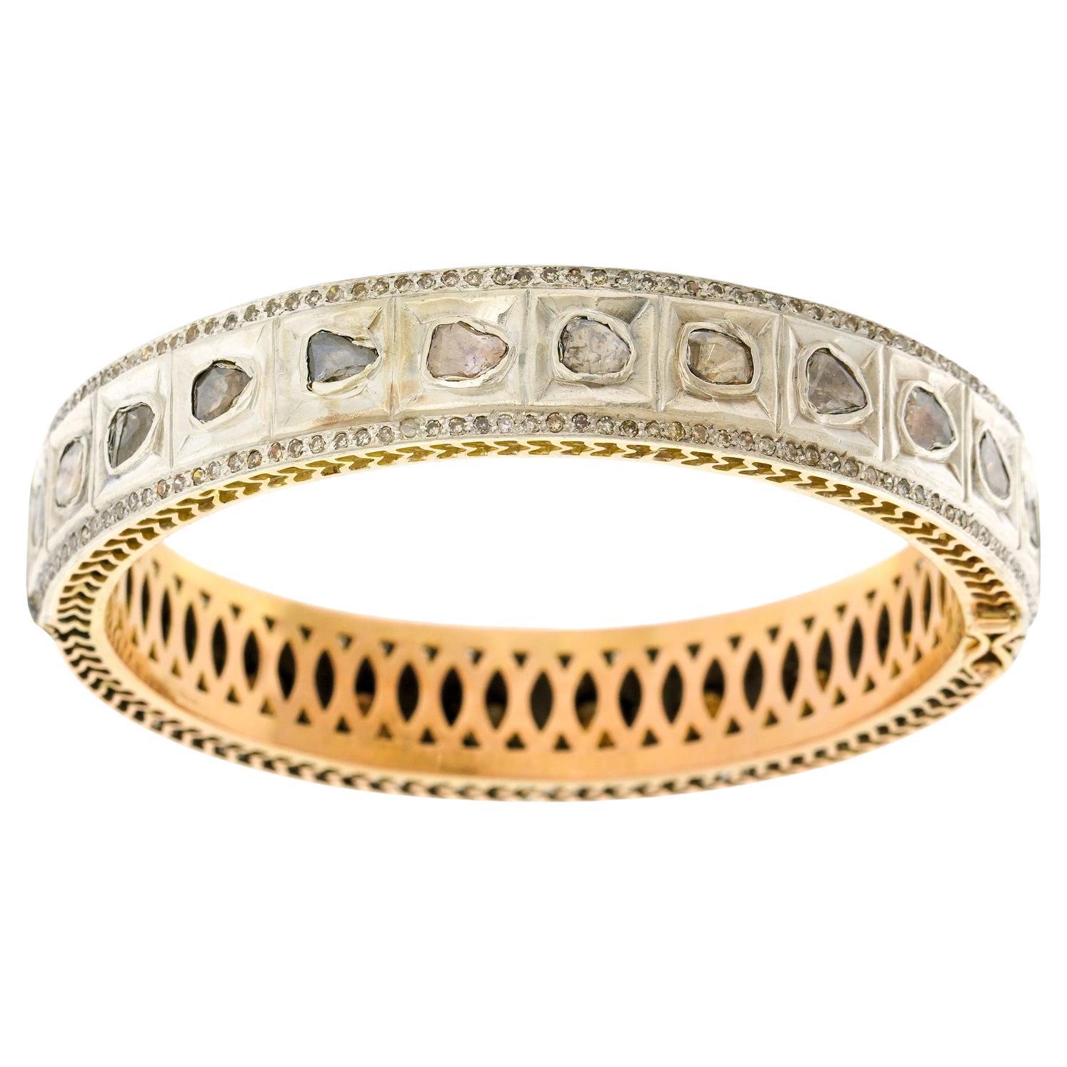 Hippie Chic Indian Sixties Diamond Bangle For Sale