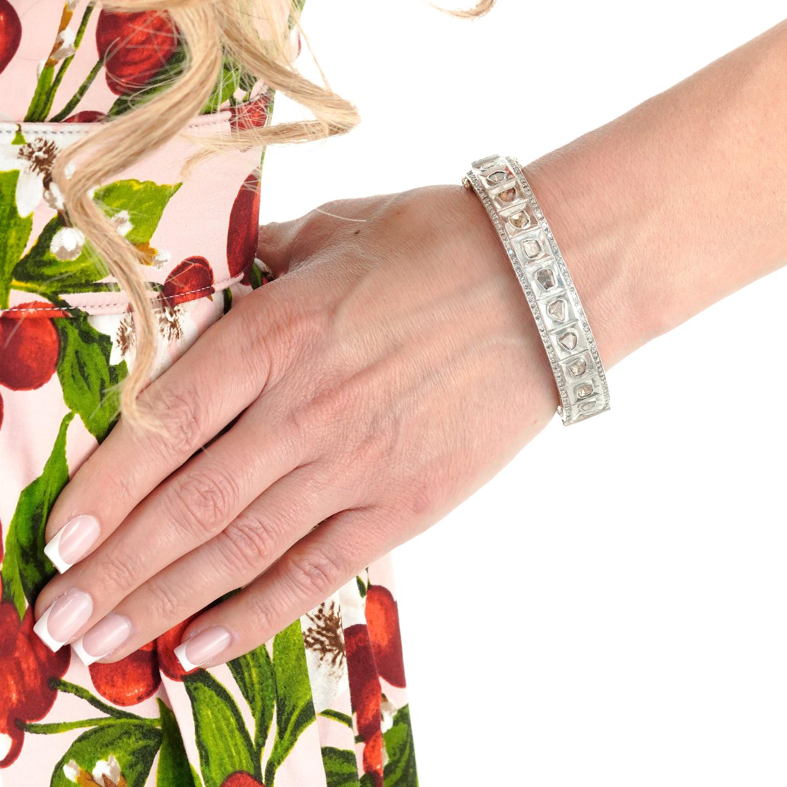 Anglo-Indian Hippie Chic Indian Sixties Diamond Bangle For Sale