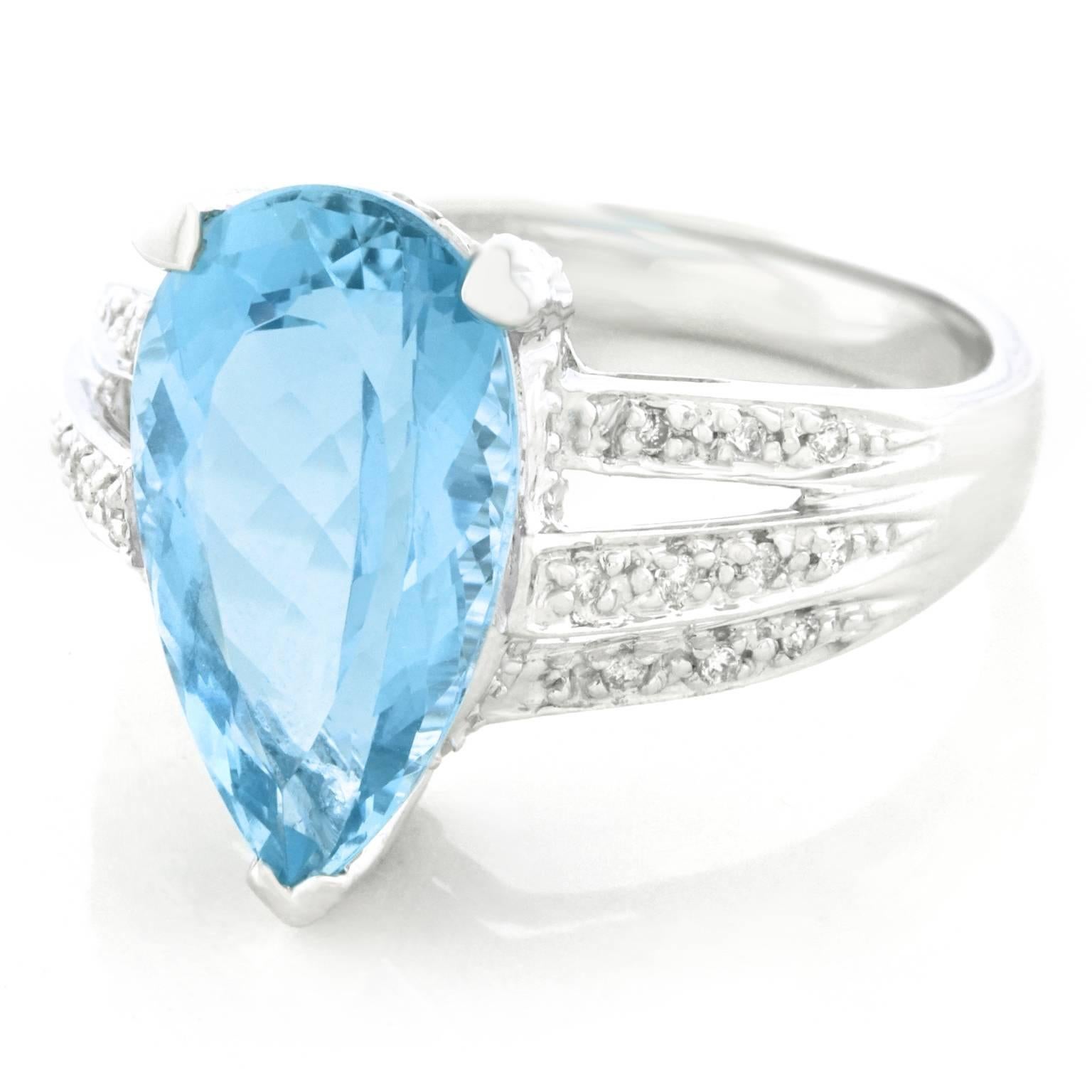 pear shaped aquamarine ring