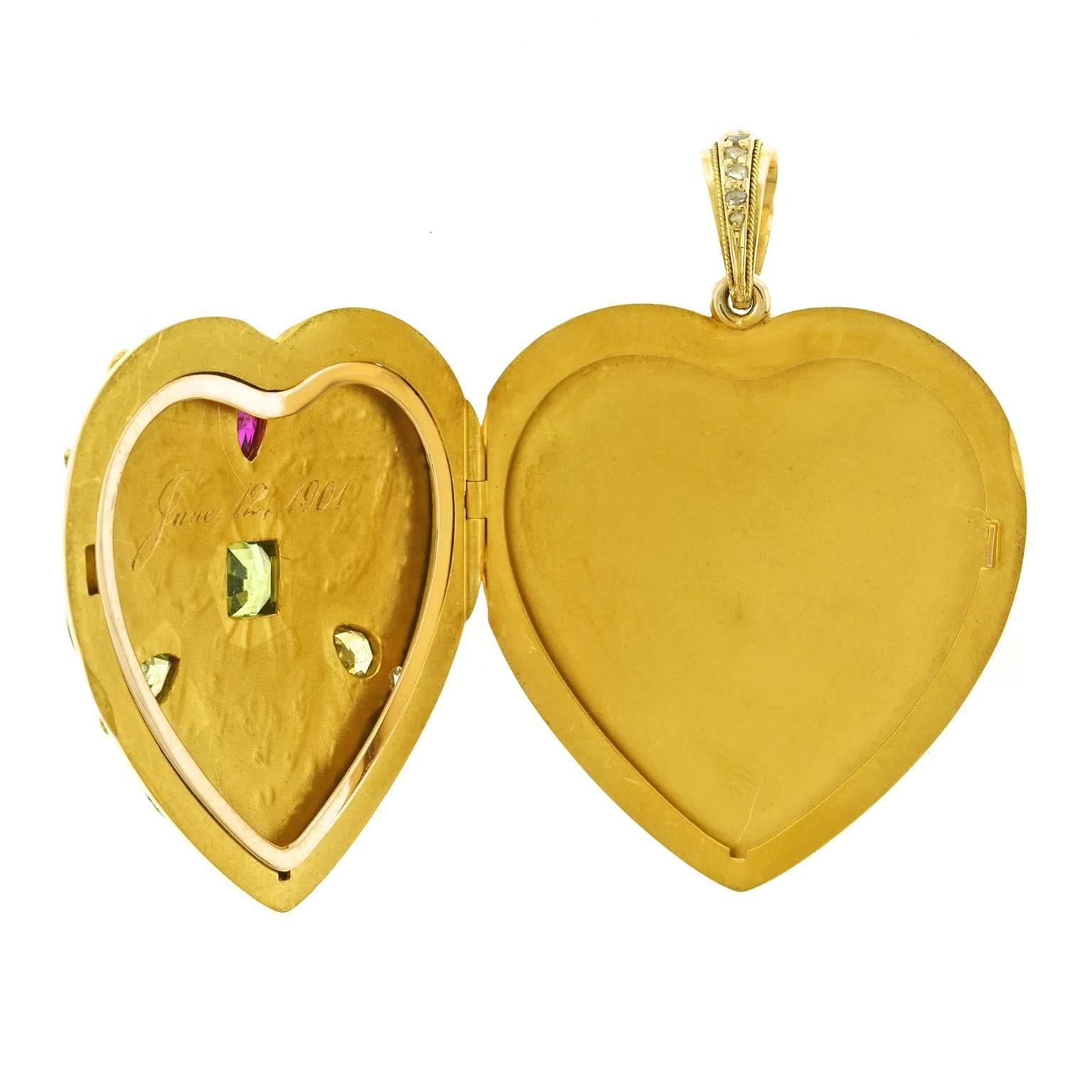 Spectacular Renaissance Revival Gold Heart Locket 2