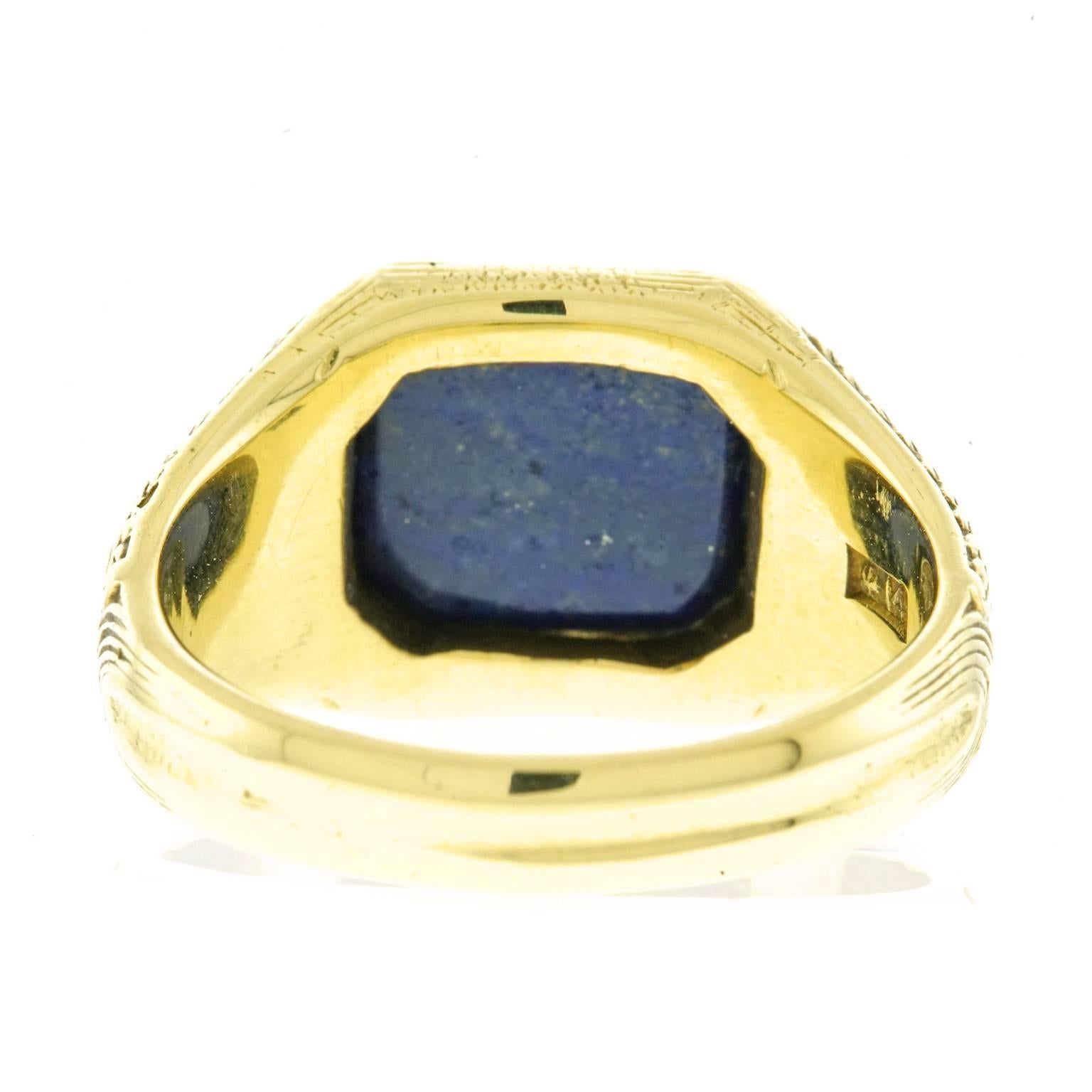 Antique Lapis Lazuli Gold Signet Ring 4