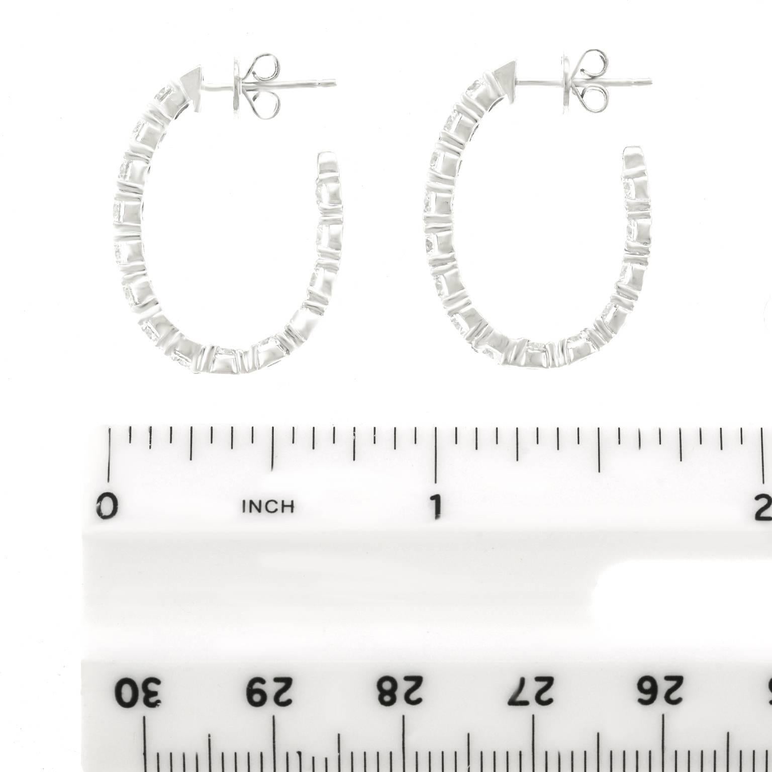 3.50 Carats Diamond-Set White Gold Hoop Earrings 2